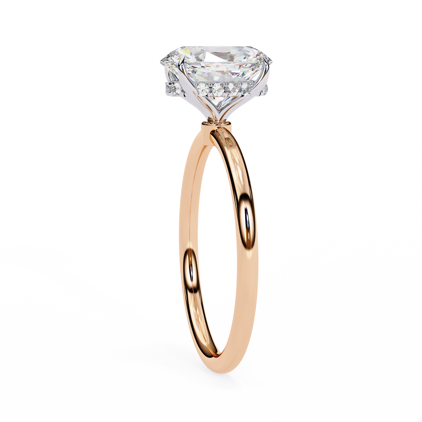 Oval diamond hidden halo engagement ring in rose gold #ROSE GOLD