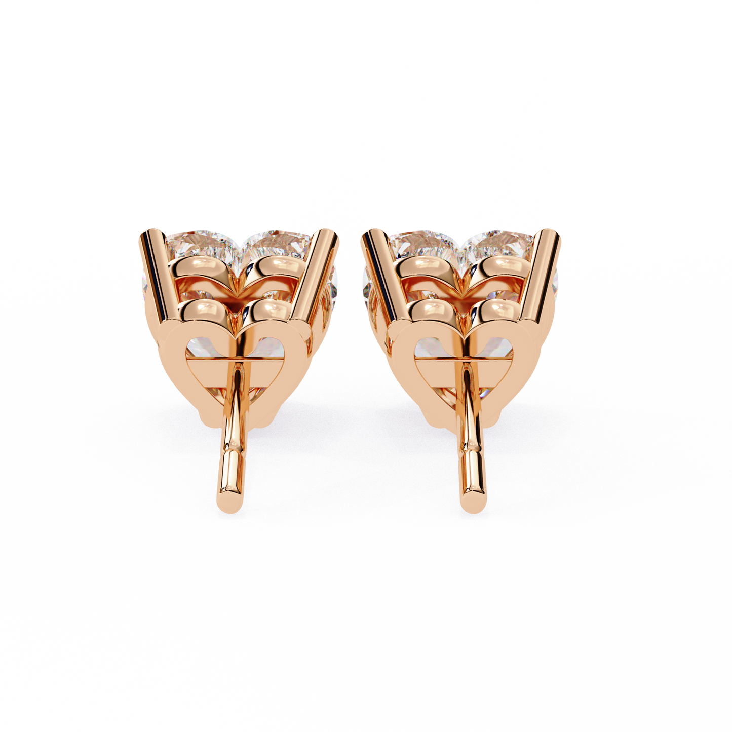 LAB-GROWN DIAMOND EARRING WITH CLASSIC HEART STUD DESIGN IN ROSE GOLD FEATURING DIAMOND CLARITY VVS TO VS+ AND DIAMOND COLOR D–F #ROSE GOLD