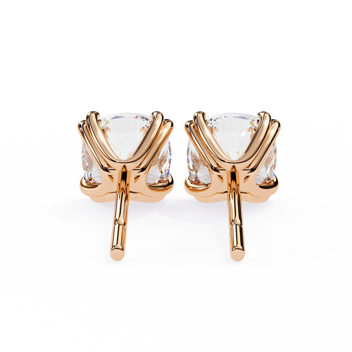 LAB-GROWN DIAMOND EARRING CUSHION STUD DESIGN VVS TO VS+ D-F ROSE GOLD #ROSE GOLD