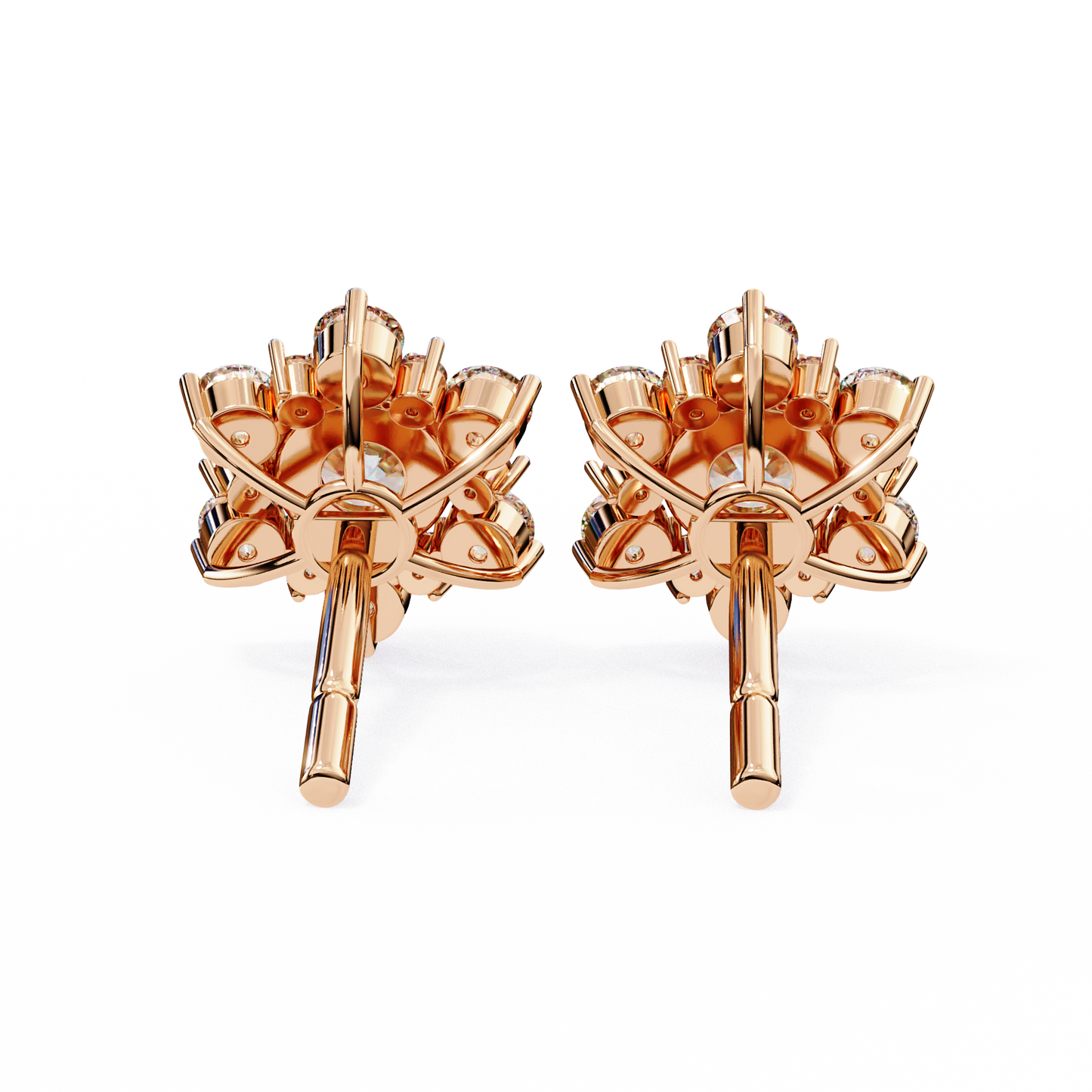 LAB-GROWN DIAMOND EARRING WITH CLASSIC ROUND CLUSTER STUD DESIGN IN ROSE GOLD FEATURING DIAMOND CLARITY VVS TO VS+ AND DIAMOND COLOR D–F LUXURY JEWELRY #ROSE GOLD