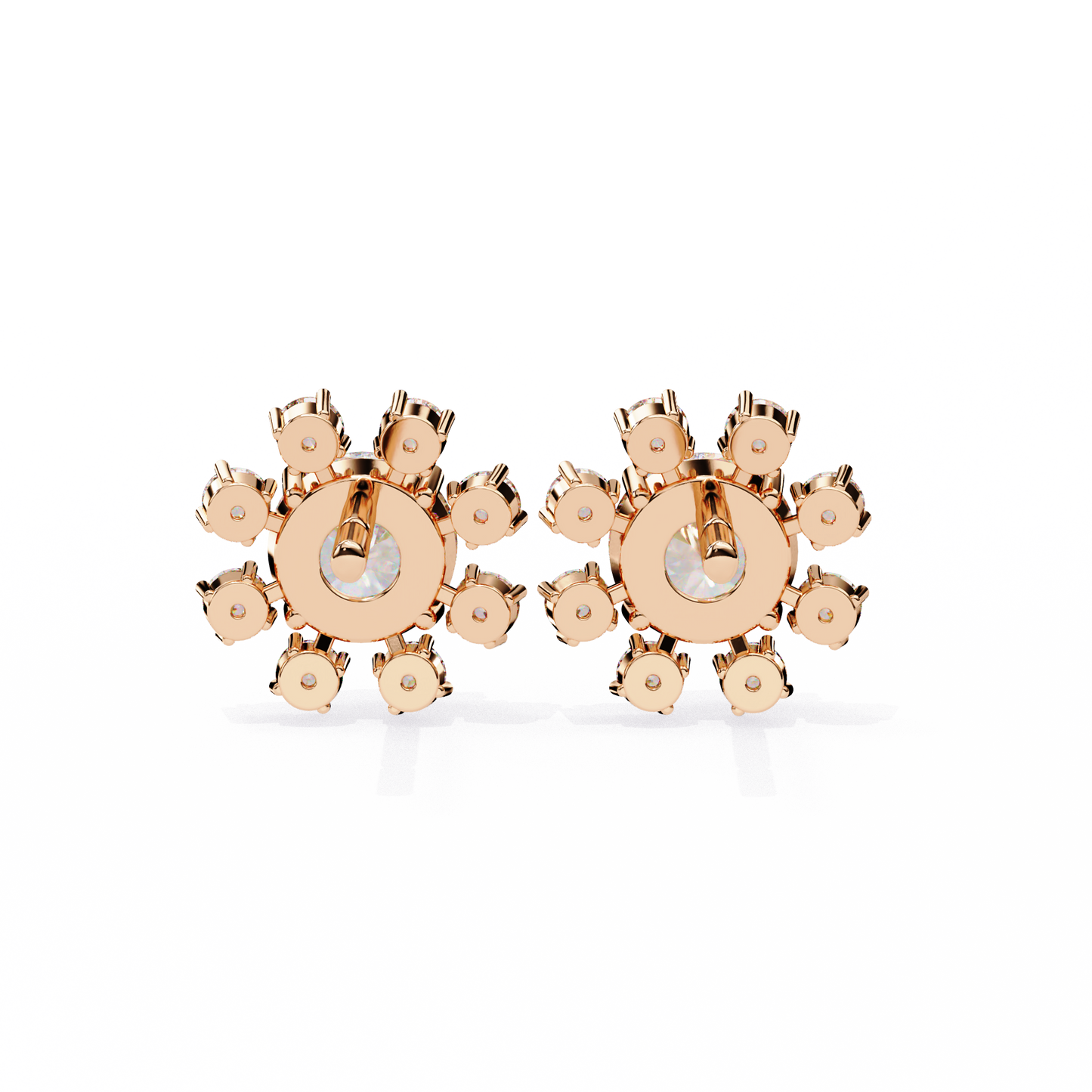 LAB-GROWN DIAMOND EARRING WITH CLASSIC HALO STUD DESIGN IN ROSE GOLD FEATURING VVS TO VS+ D–F DIAMONDS LUXURY JEWELRY #ROSE GOLD