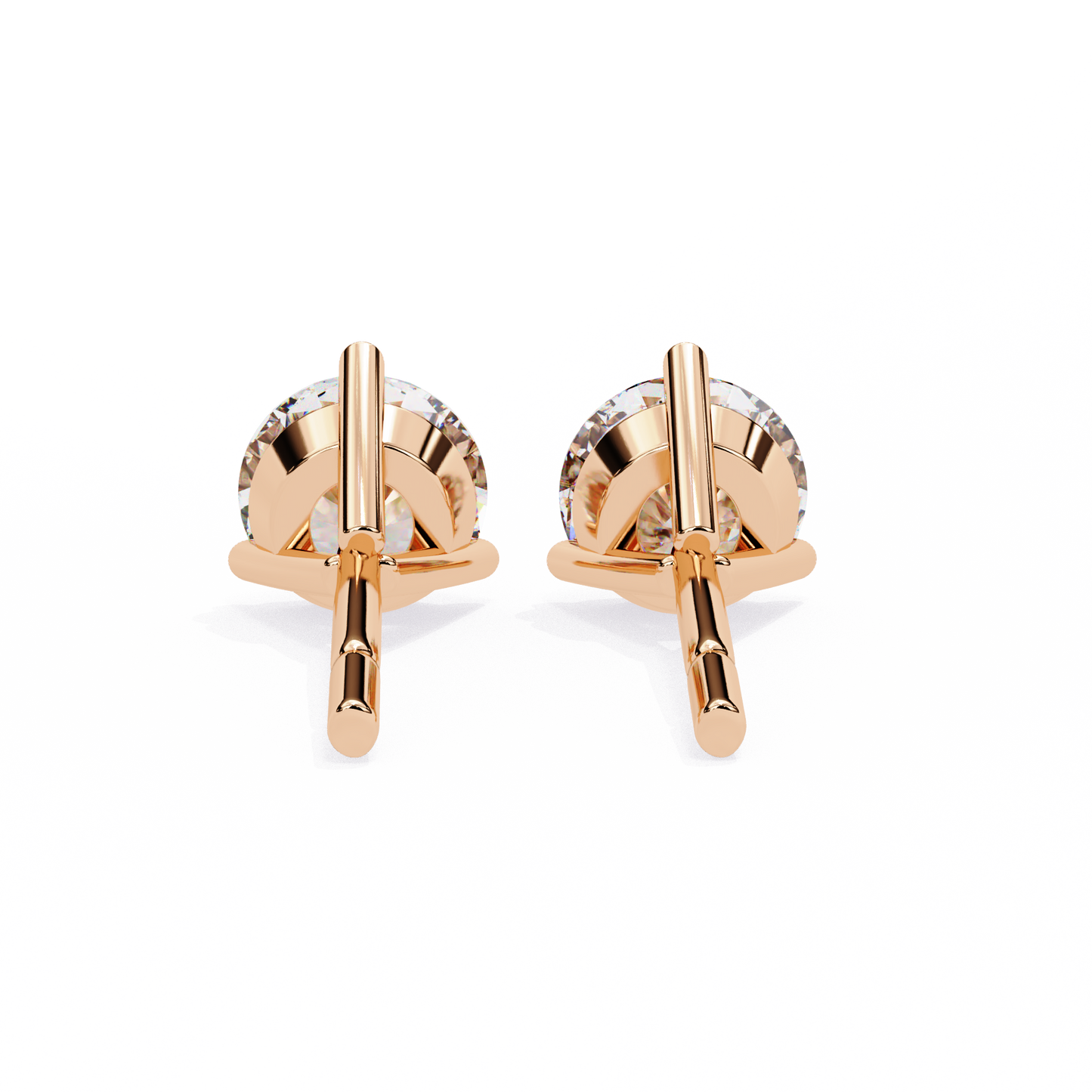 LAB-GROWN DIAMOND EARRING WITH CLASSIC ROUND STUD DESIGN IN ROSE GOLD SHOWING REAR VIEW FEATURING VVS TO VS+ D–F DIAMONDS LUXURY JEWELRY #ROSE GOLD