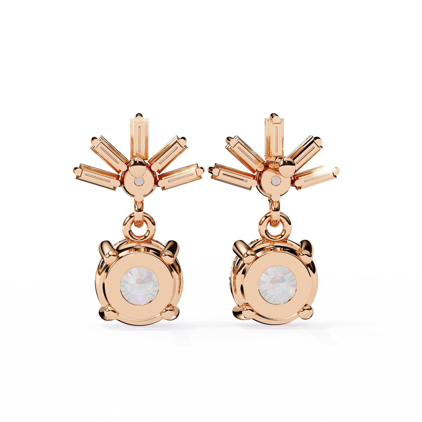 LAB-GROWN DIAMOND EARRING WITH SUNBURST DROP DESIGN IN ROSE GOLD FEATURING DIAMOND CLARITY VVS TO VS+ AND DIAMOND COLOR D–F #ROSE GOLD