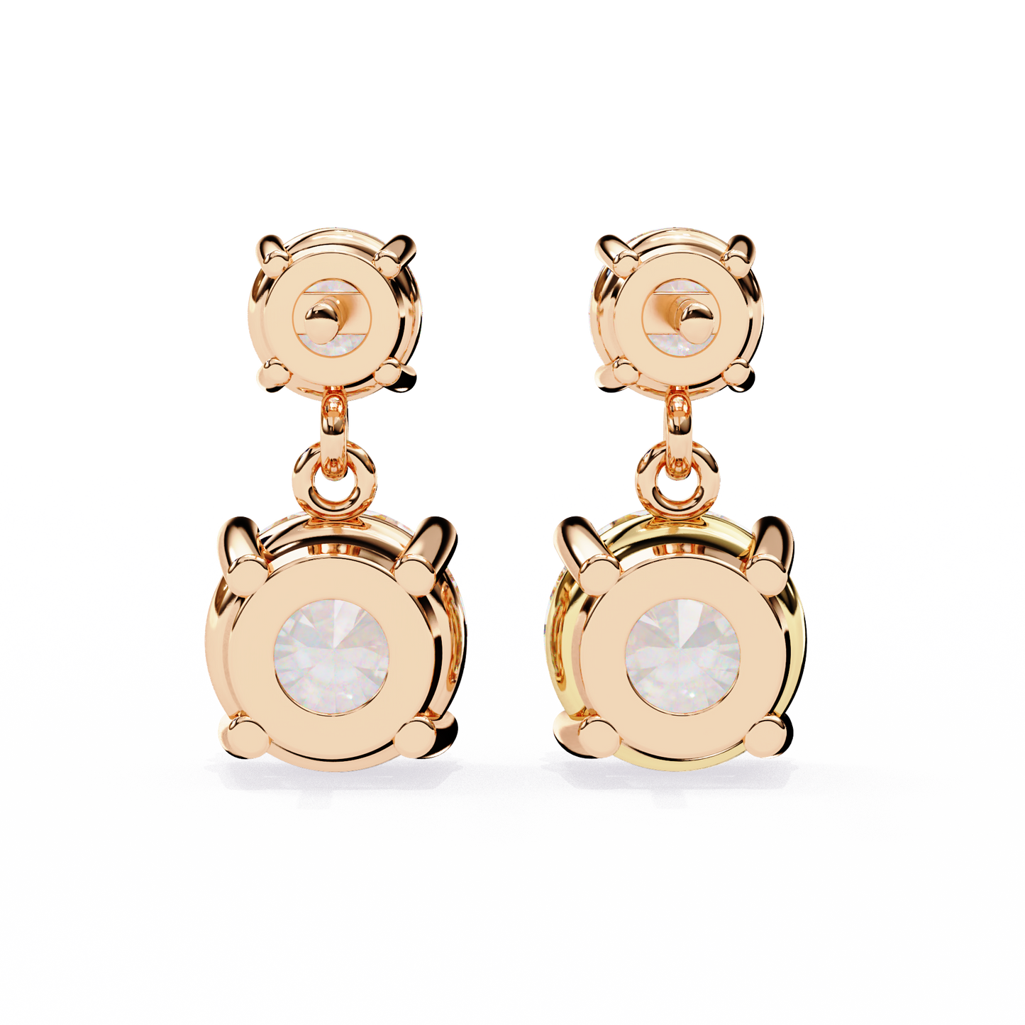 LAB-GROWN DIAMOND EARRING WITH TWO ROUND DROP DESIGN IN ROSE GOLD FEATURING DIAMOND CLARITY VVS TO VS+ AND DIAMOND COLOR D–F LUXURY JEWELRY #ROSE GOLD