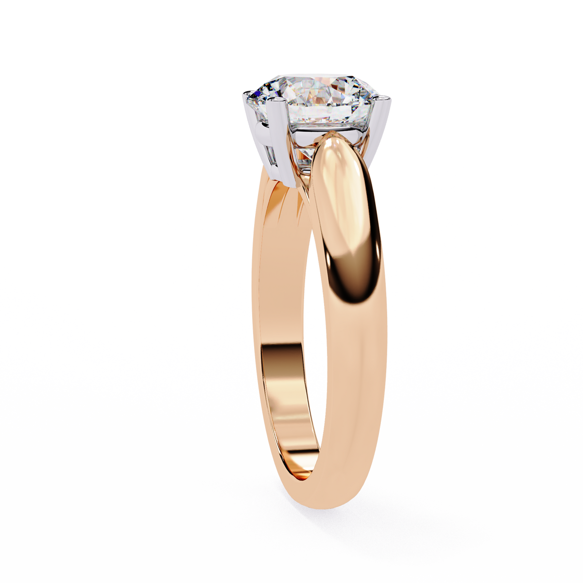Rose Gold cathedral solitaire lab-grown diamond ring with white gold head #ROSE GOLD