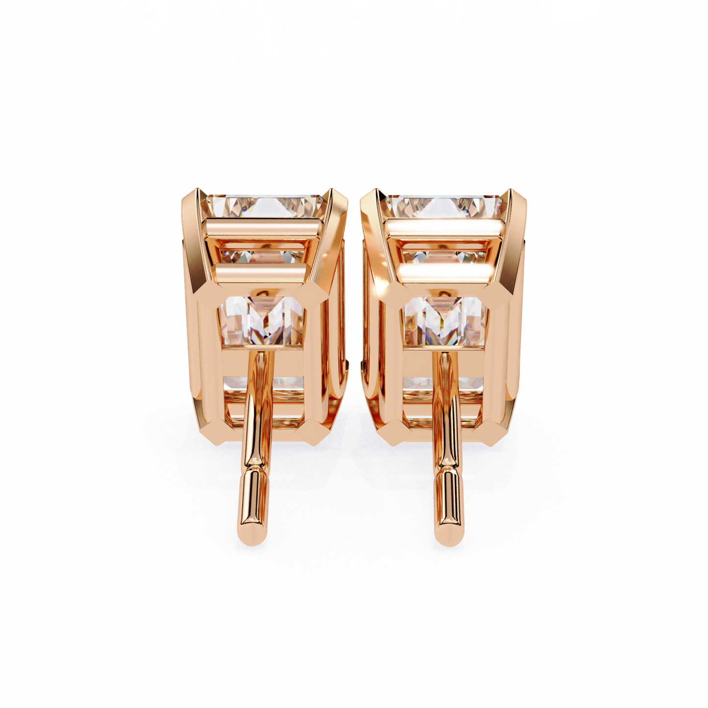 LAB-GROWN DIAMOND EARRING WITH CLASSIC EMERALD-CUT STUD DESIGN IN ROSE GOLD FEATURING DIAMOND CLARITY VVS TO VS+ AND DIAMOND COLOR D–F #ROSE GOLD