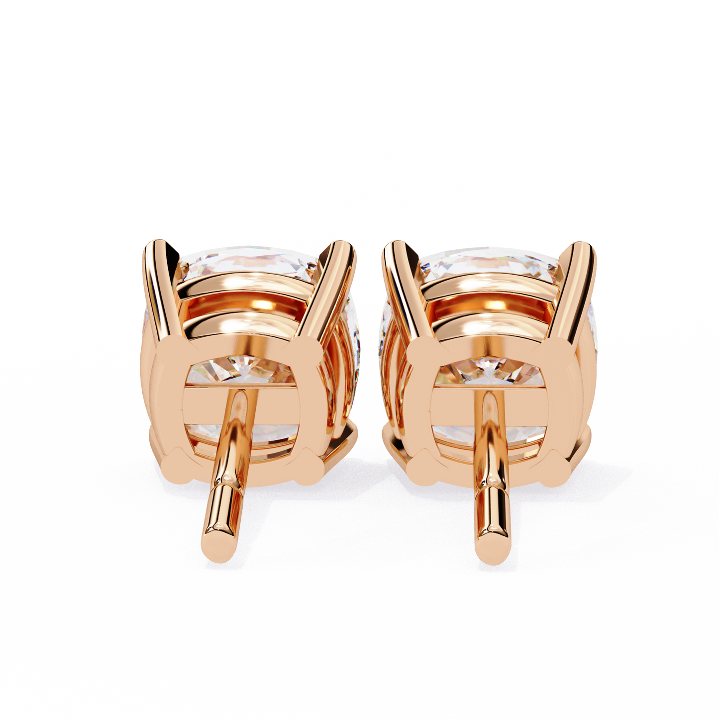 LAB-GROWN DIAMOND EARRING WITH MODERN CUSHION-CUT STUD DESIGN IN ROSE GOLD FEATURING DIAMOND CLARITY VVS TO VS+ AND DIAMOND COLOR D–F LUXURY JEWELRY #ROSE GOLD