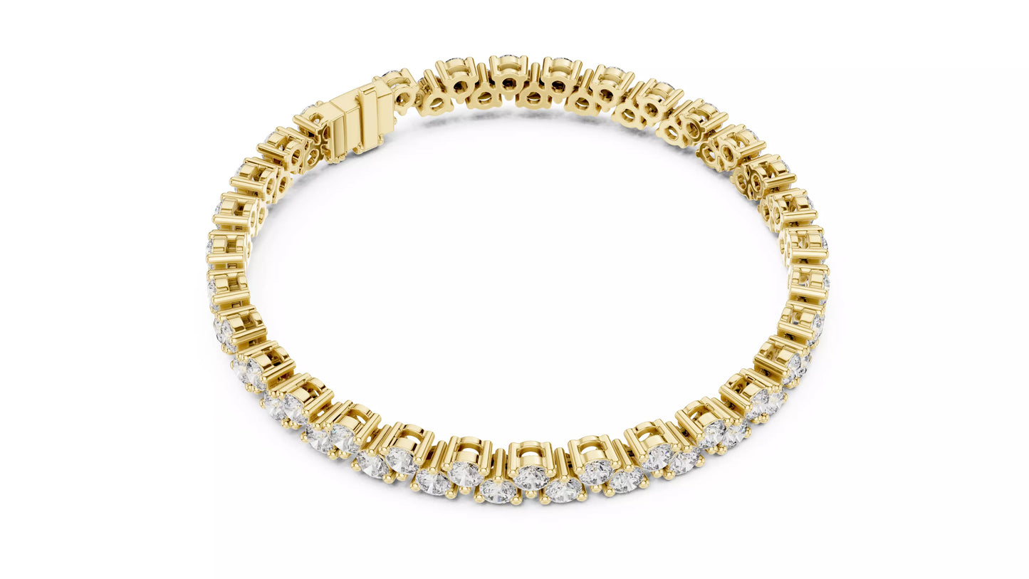 YELLOW GOLD LAB-GROWN DIAMOND BRACELET HIGHLIGHTING OVERLAPPING DOUBLE-ROW DIAMOND PATTERN AND HEART-INSPIRED GALLERY, VVS TO VS+ CLARITY, D–F COLOR #YELLOW GOLD