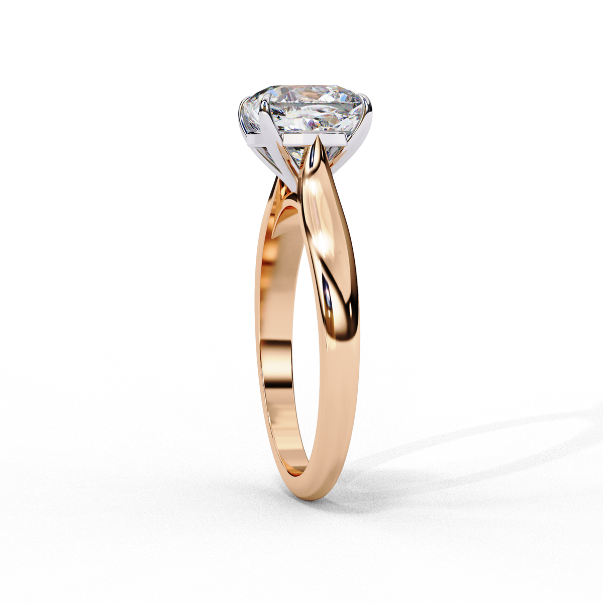 Rose band cathedral solitaire ring with white basket head #ROSE GOLD