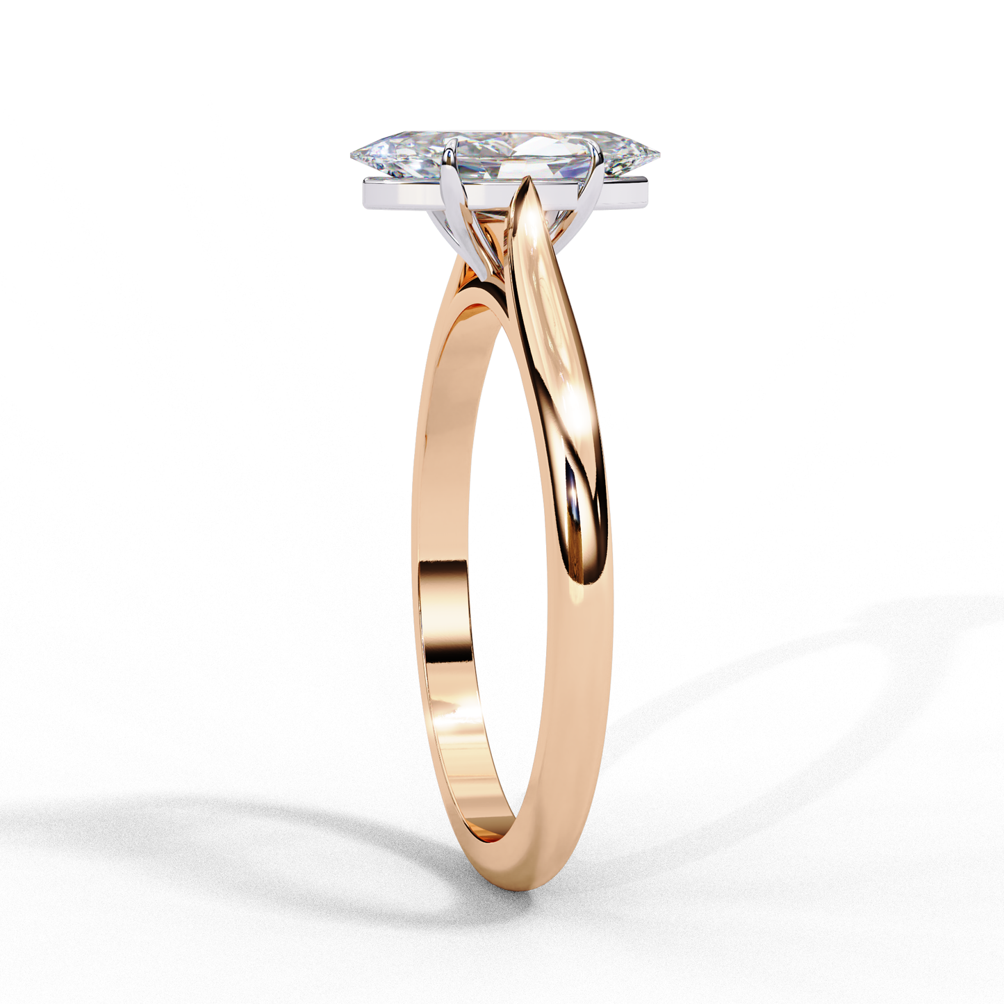 ROSE GOLD MARQUISE-CUT LAB-GROWN DIAMOND RING ##ROSE GOLD
