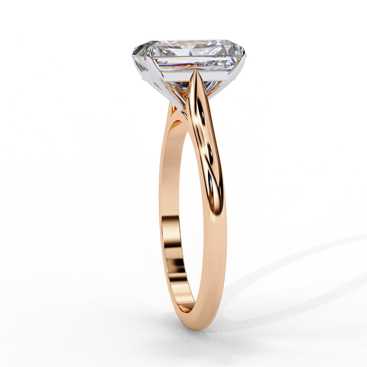 ROSE GOLD EMERALD-CUT LAB-GROWN DIAMOND ENGAGEMENT RING##ROSE GOLD