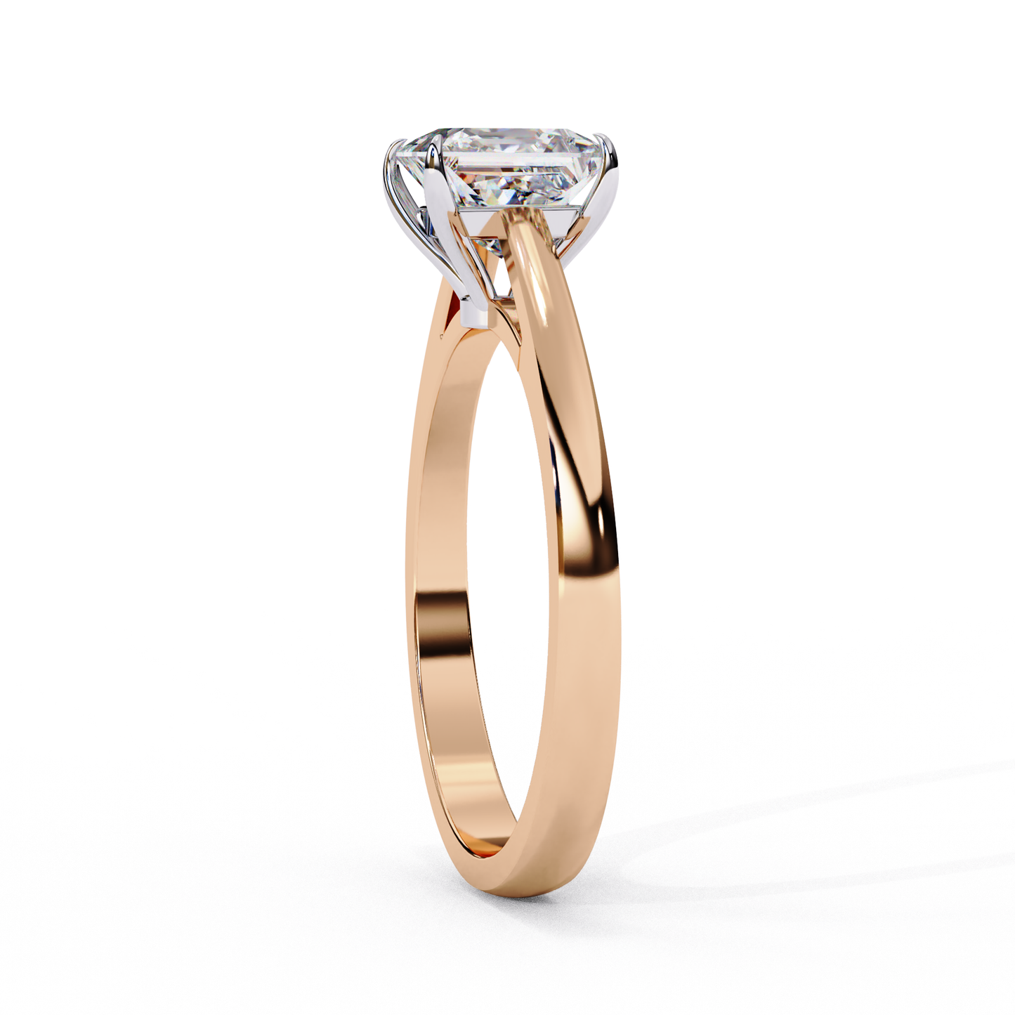 Princess-cut solitaire engagement ring in rose gold tone with four-prong setting #ROSE GOLD