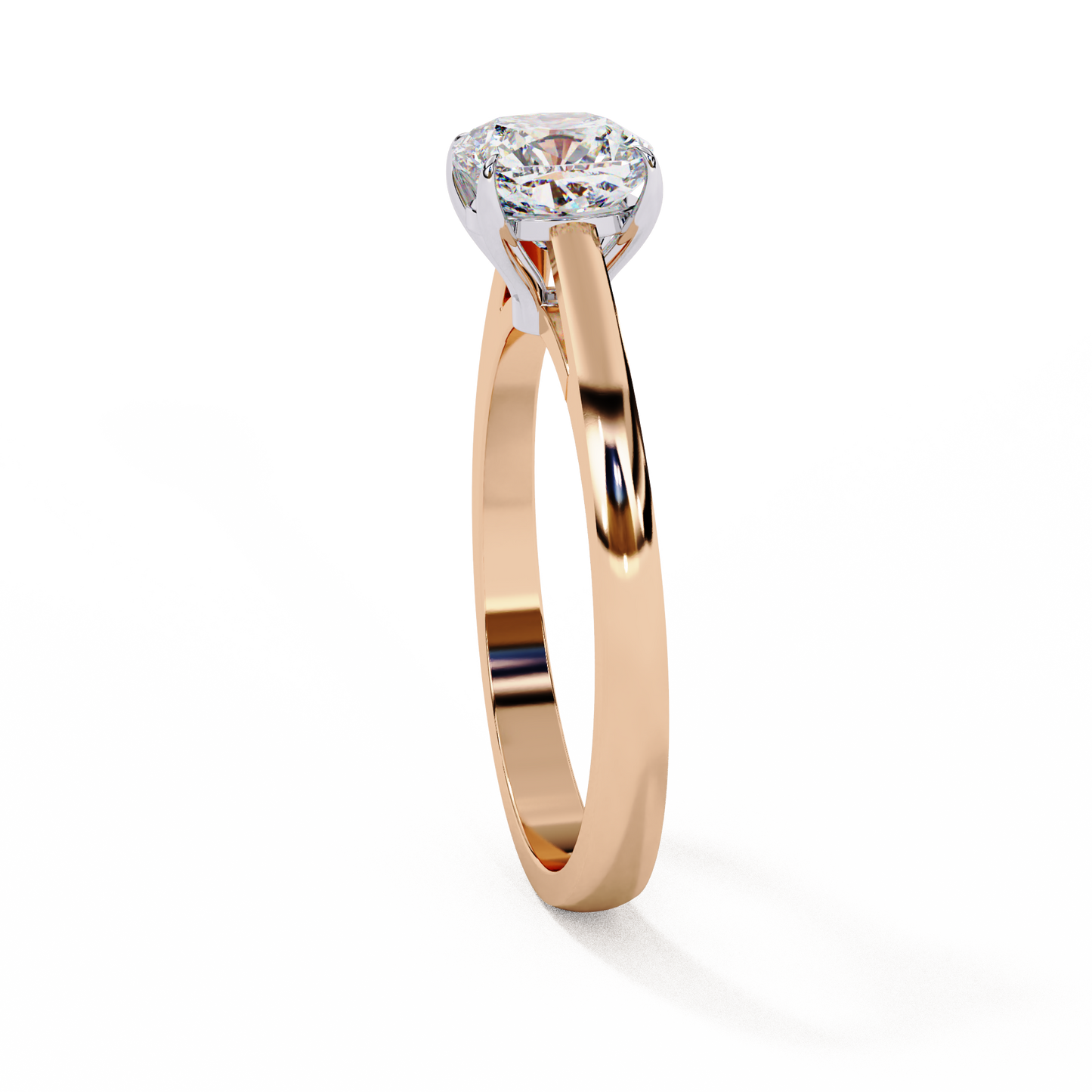 Cushion diamond solitaire engagement ring in rose gold with white gold basket #ROSE GOLD