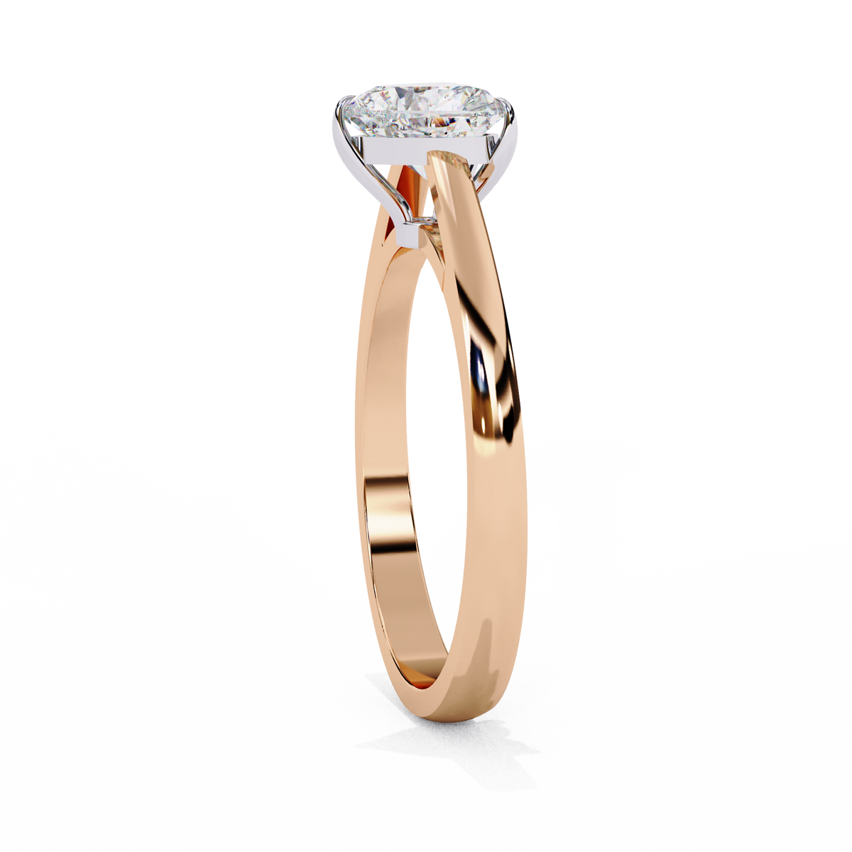 Heart diamond solitaire engagement ring with rose gold band and white gold cathedral basket #ROSE GOLD