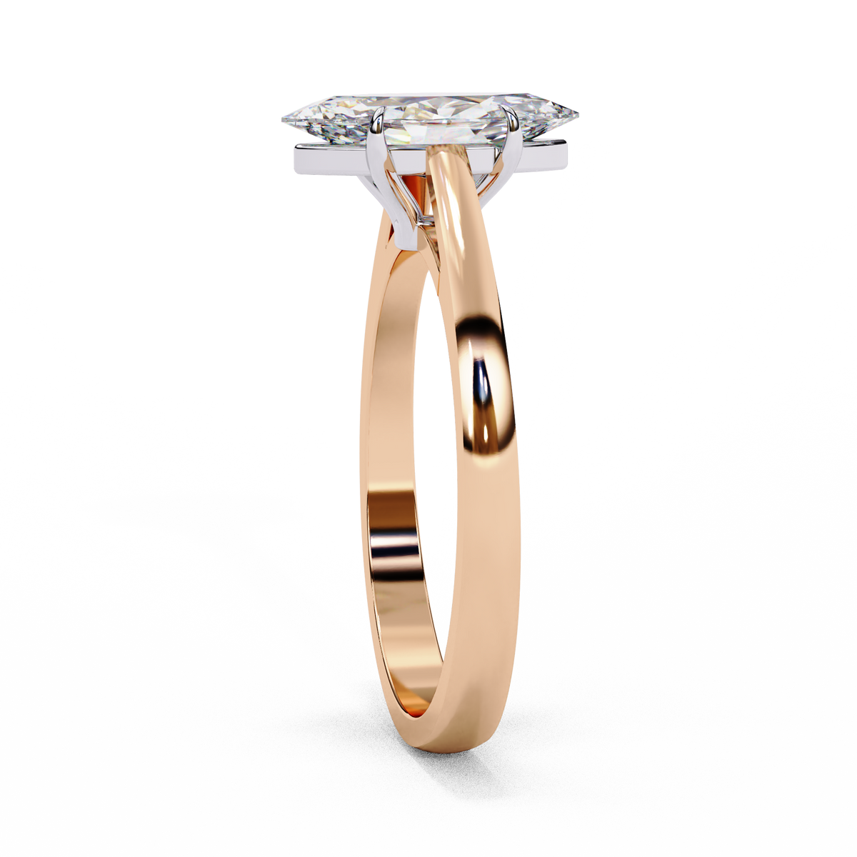 Marquise diamond solitaire engagement ring with rose gold band and white gold head #ROSE GOLD