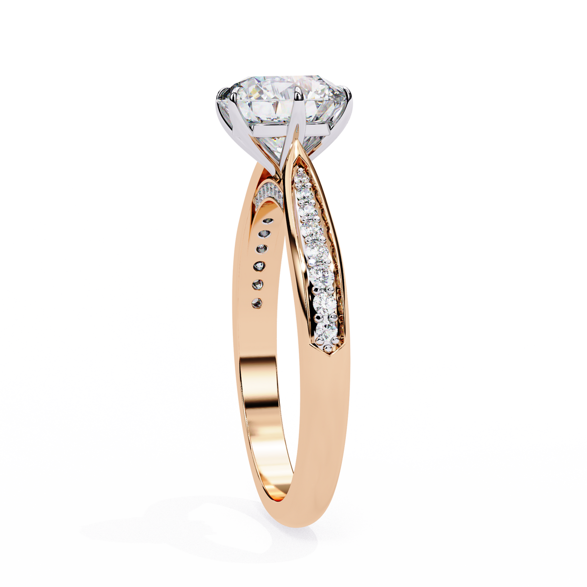 ROUND -CUT SOLITAIRE LAB-GROWN DIAMOND RING IN ROSE GOLD WITH CATHEDRAL SETTING ##ROSE GOLD