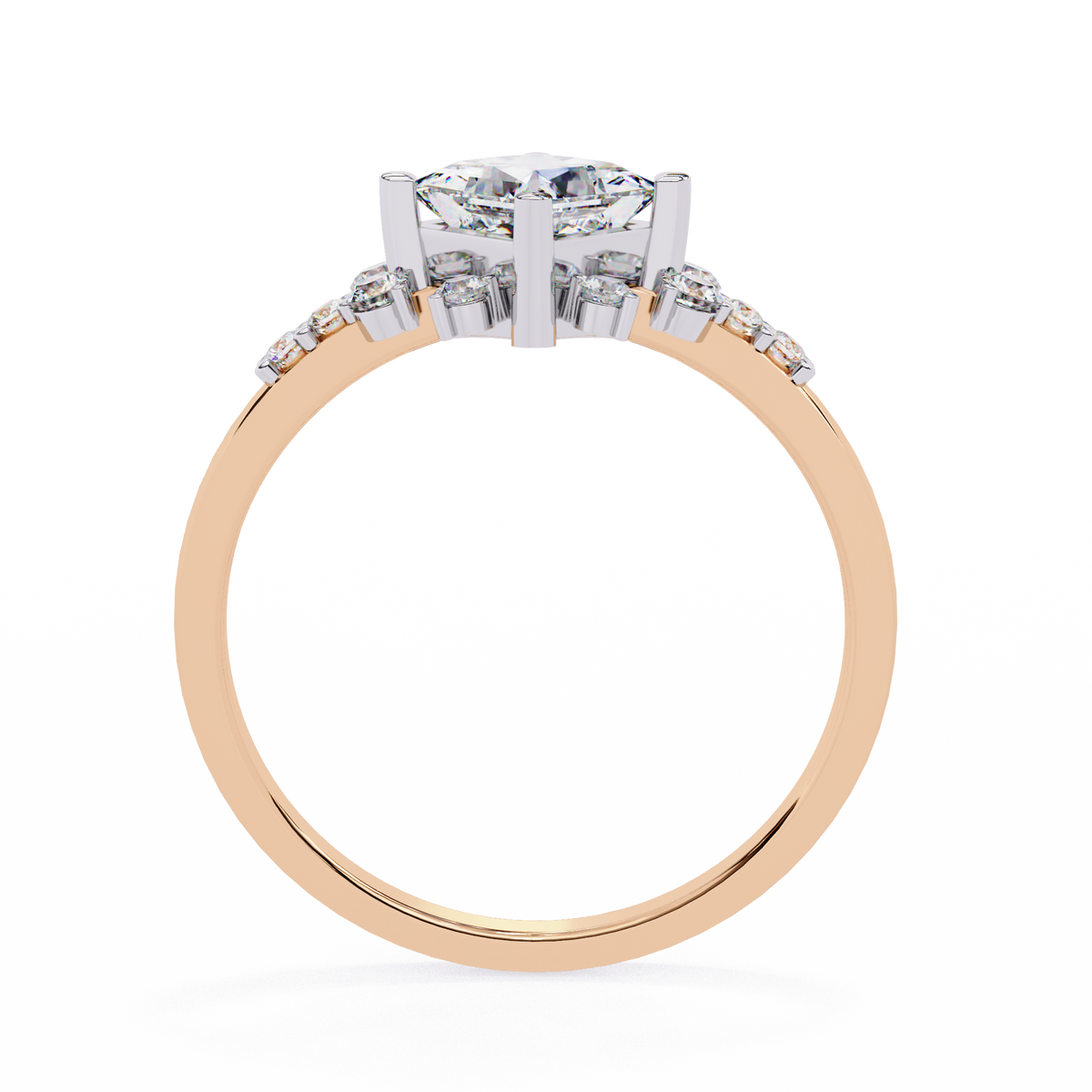 PRINCESS CUT LAB DIAMOND ENGAGEMENT RING WITH VINTAGE CLUSTER SETTING AND ACCENT DIAMONDS IN ROSE GOLD ##ROSE GOLD
