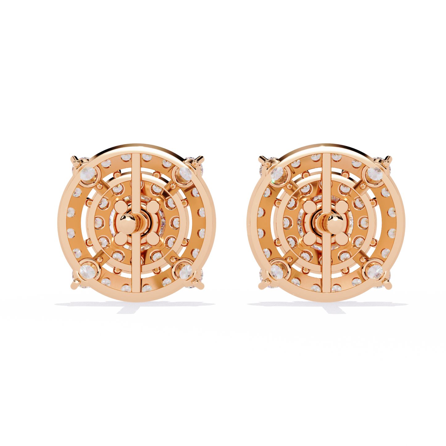 LAB-GROWN DIAMOND EARRING WITH DOUBLE HALO STUD DESIGN IN ROSE GOLD FEATURING VVS TO VS+ D–F DIAMONDS LUXURY JEWELRY #ROSE GOLD