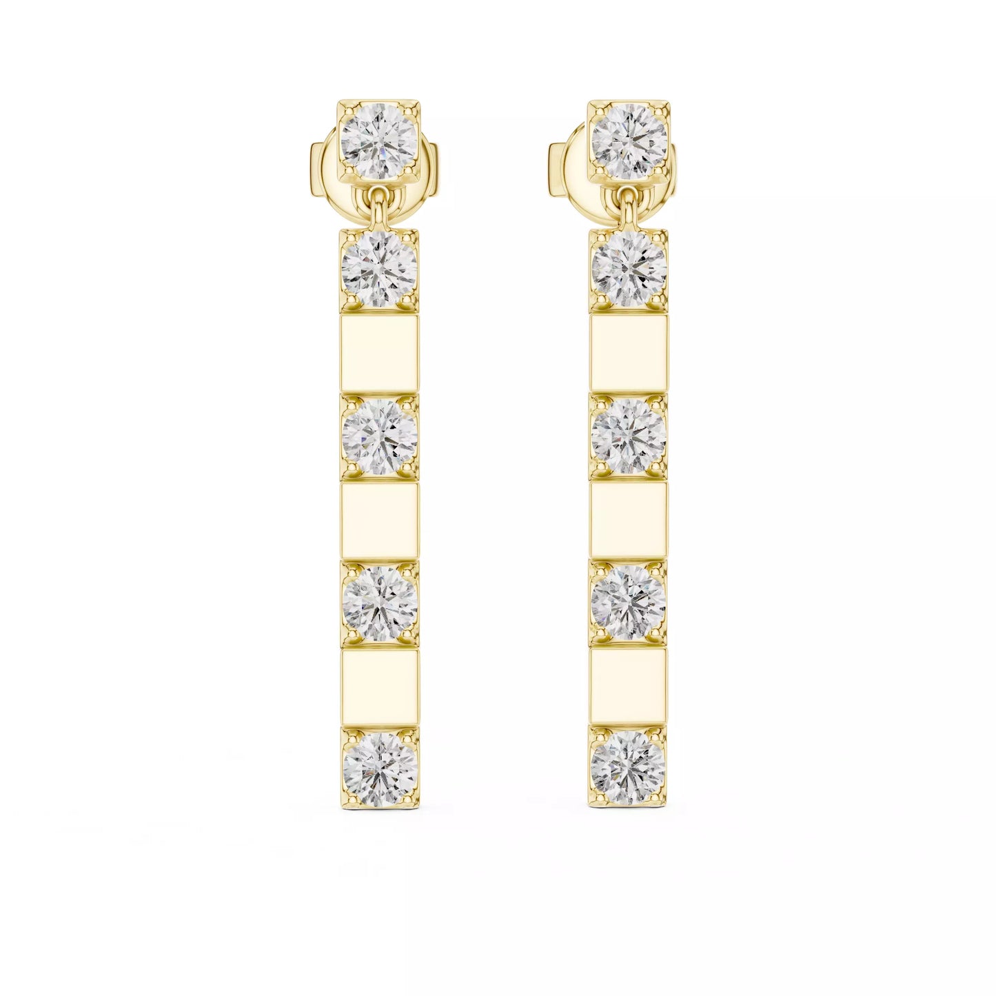 LAB-GROWN DIAMOND EARRING WITH MODERN BAR DROP DESIGN IN YELLOW GOLD FEATURING DIAMOND CLARITY VVS TO VS+ AND DIAMOND COLOR D–F #YELLOW GOLD