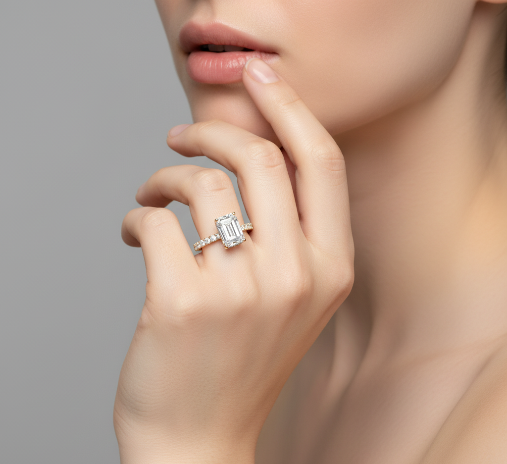 Stellar Emerald Rectangle Lab-Grown Diamond Ring Clean Lines, Brilliant Shine