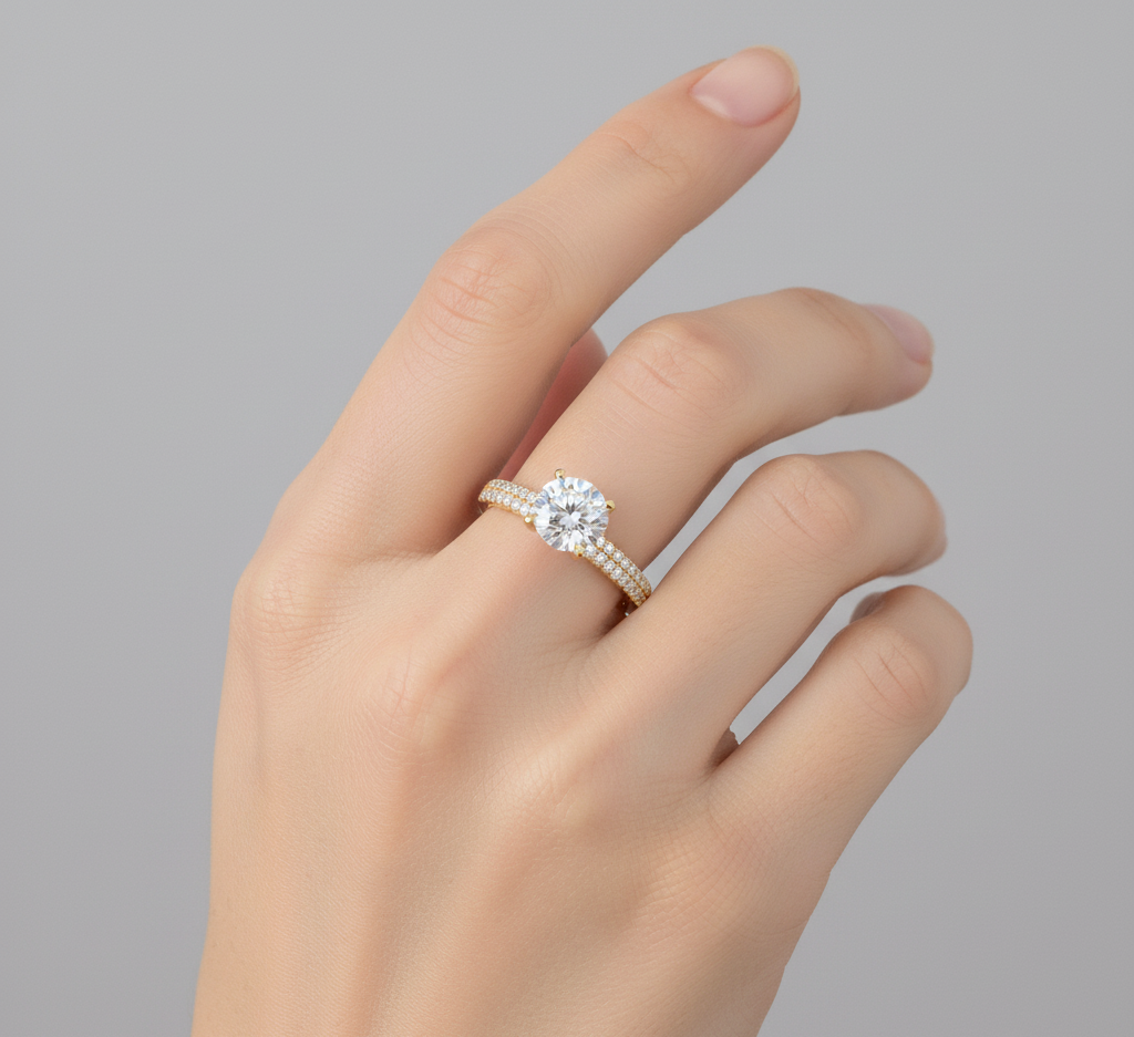 Luminous Eclipse Modern Diamond Bridal Ring Dazzling Shine