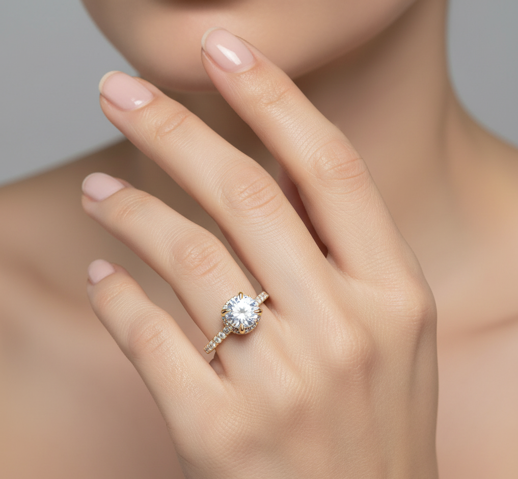 Round Cut Lab Grown Diamond Solitaire Engagement Ring