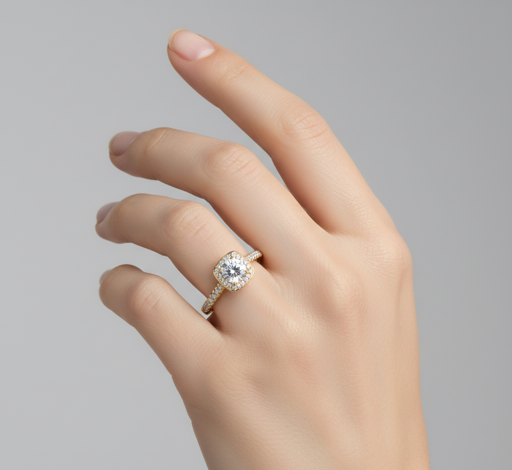 Elegant Aurora Halo Lab Grown Diamond Engagement Ring