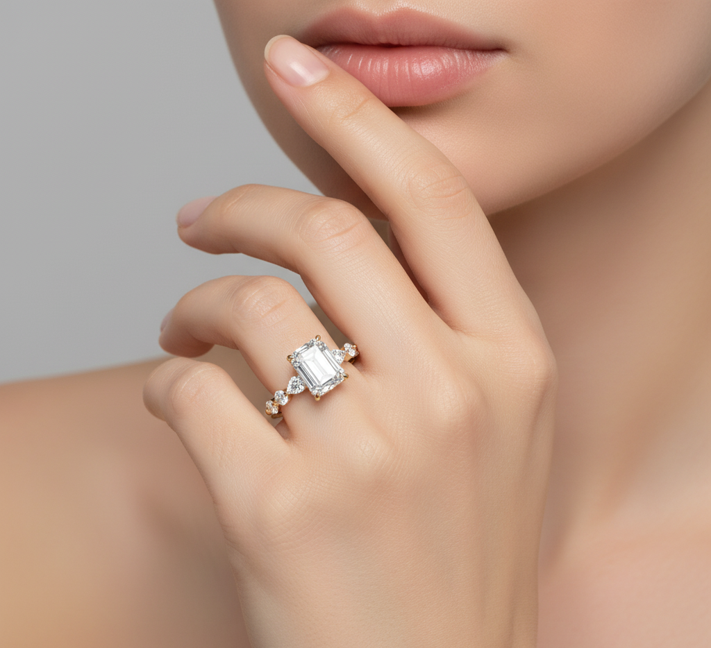 Emerald Cut Lab-Grown Diamond Ring - Regal Elegance Design for Modern Brides