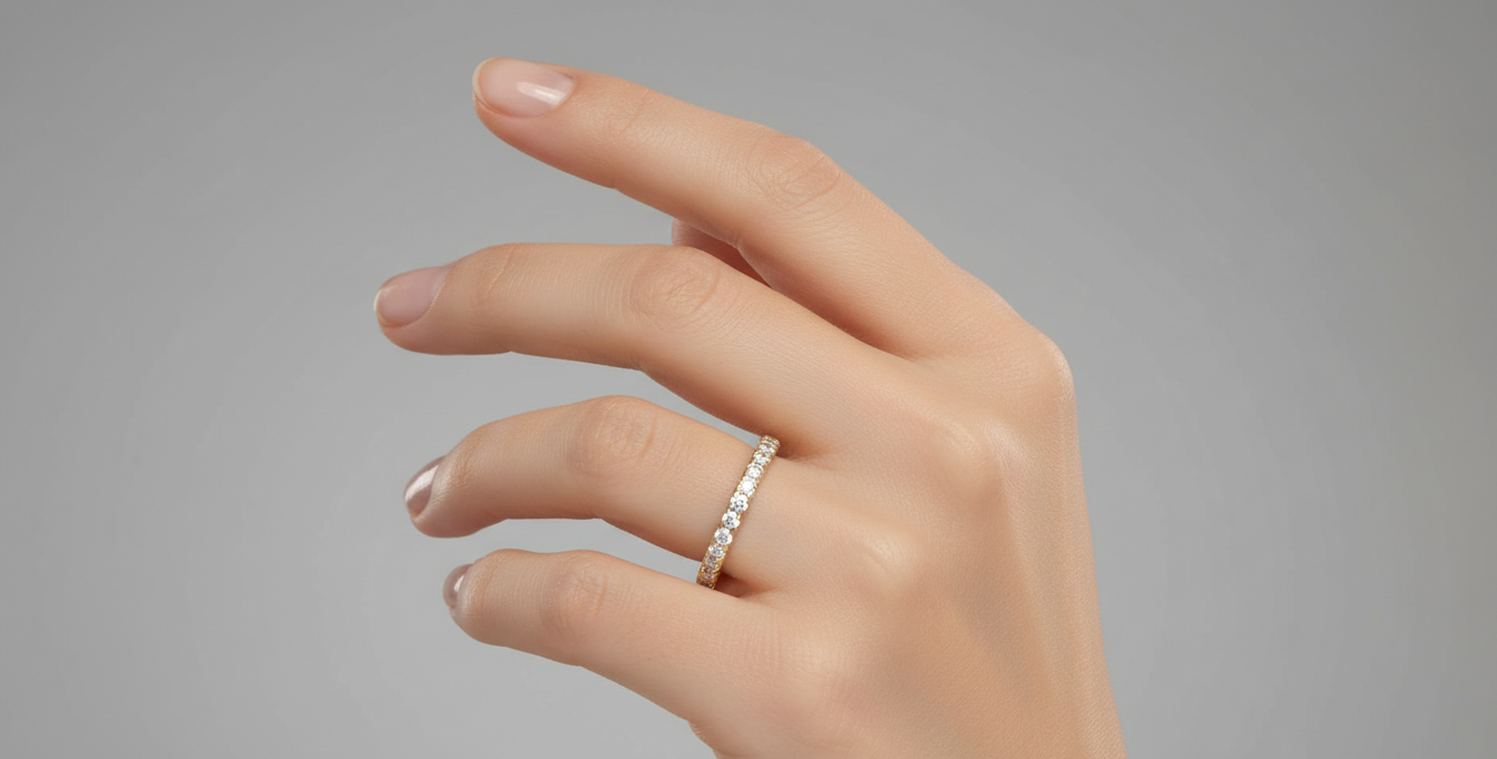 French Setting Half Eternity Lab-Grown Diamond Ring - Timeless & Sustainable Bridal Jewelry