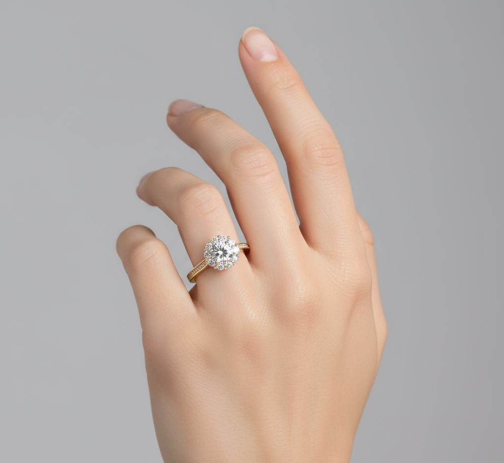 Celestial Halo Lab Created Diamond Engagement Ring for Women