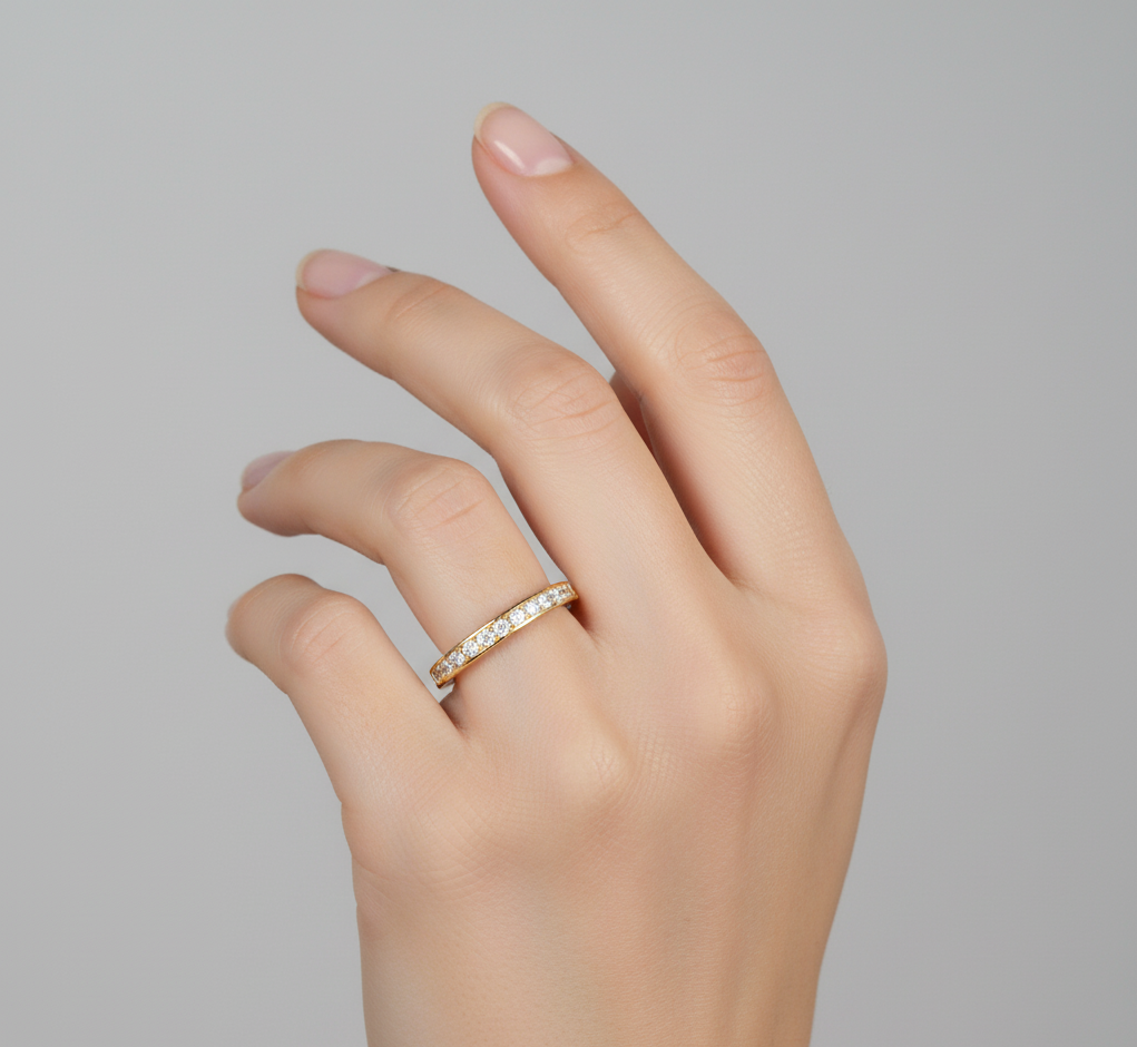 Radiant Half Eternity Band Lab-Grown Diamond Ring - Elegant & Sustainable Bridal Jewelry