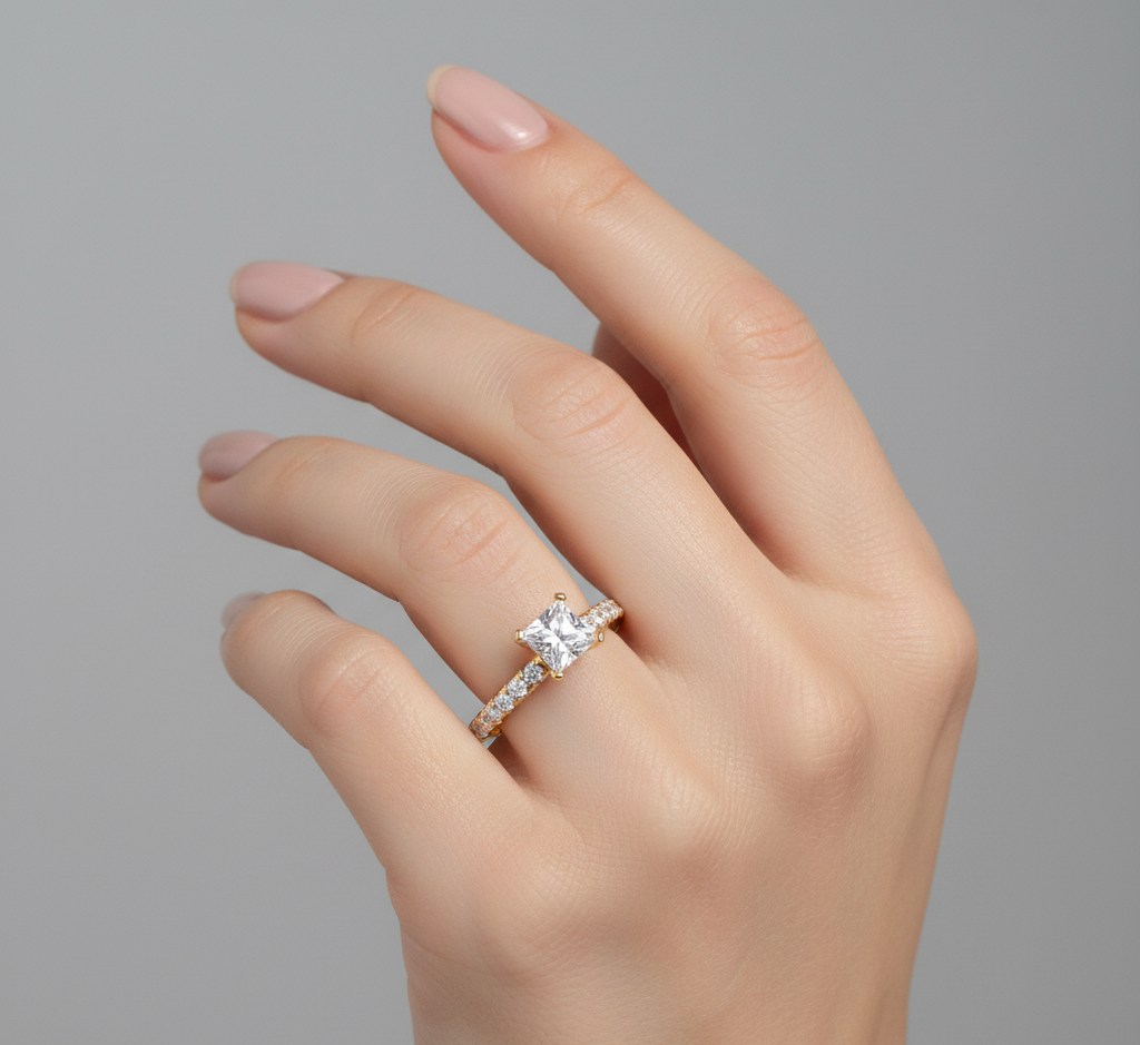 Princess Cut Lab Created Diamond Engagement Ring