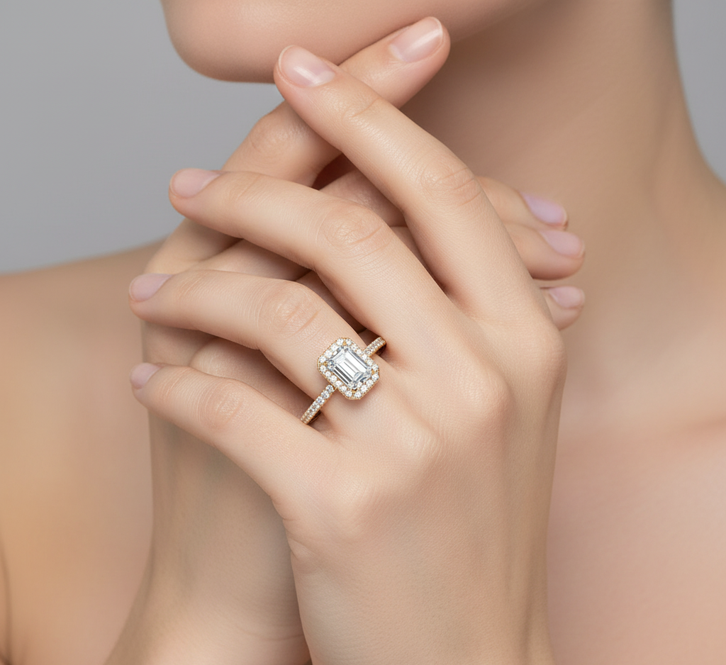 Radiant Halo Lab-Grown Diamond Engagement Ring - Timeless & Sustainable Luxury