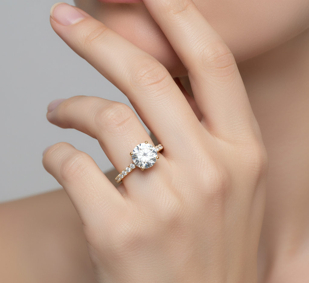 Luminous Halo Round Lab-Grown Diamond Engagement Ring - Timeless Sparkle & Elegance
