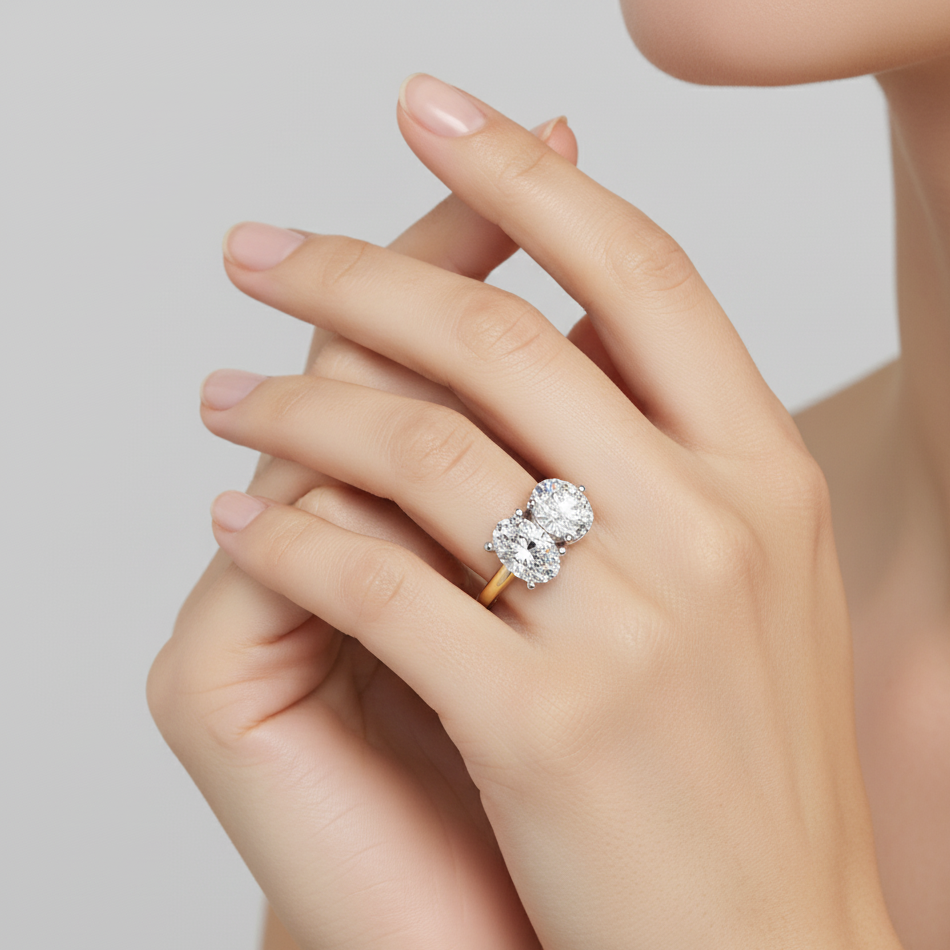 Twin Flame Harmony Toi et Moi Lab Diamond Ring | Oval & Round Engagement Ring