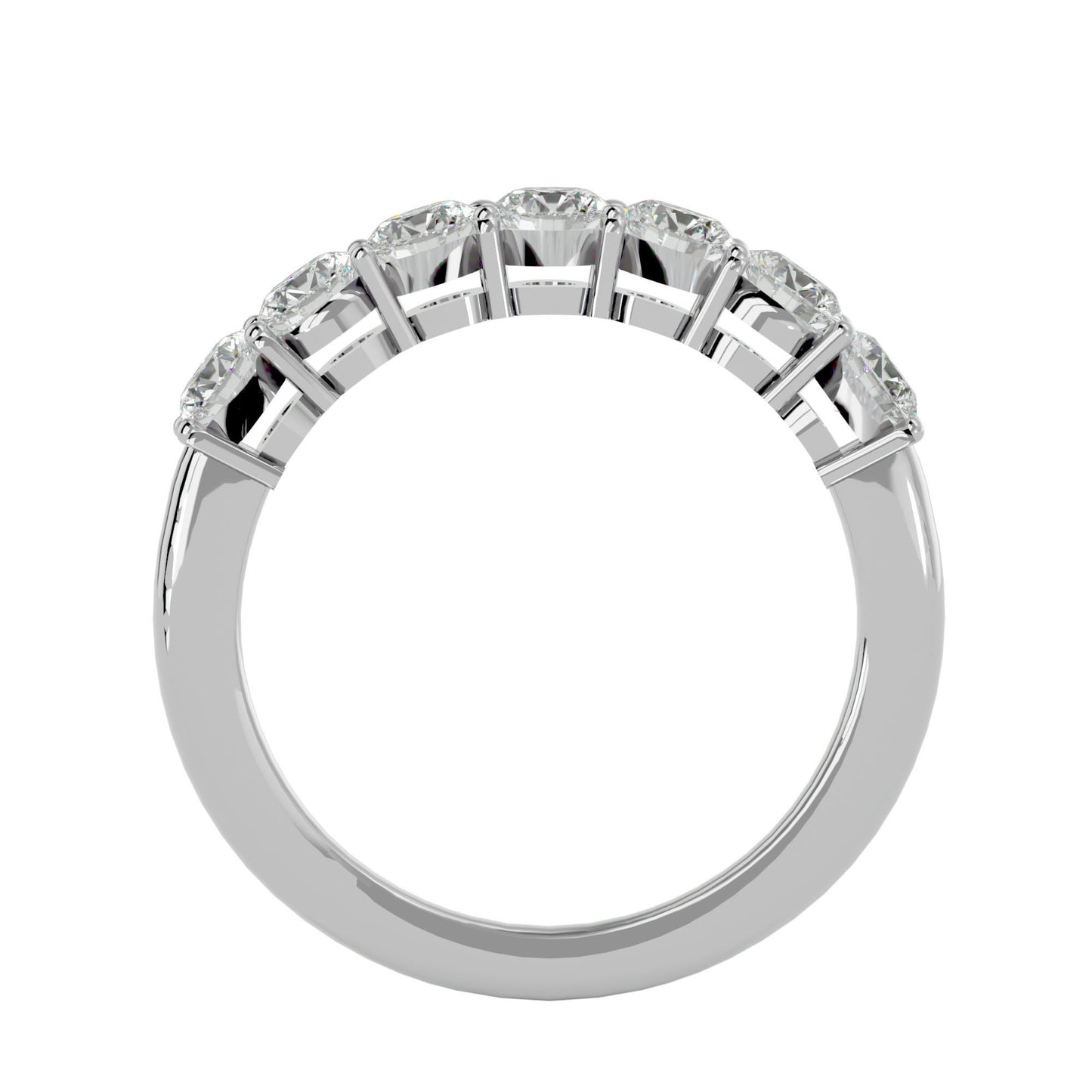 White Gold lab-grown diamond eternity band ring with shared prong setting and VVS clarity D–F color diamonds #WHITE GOLD