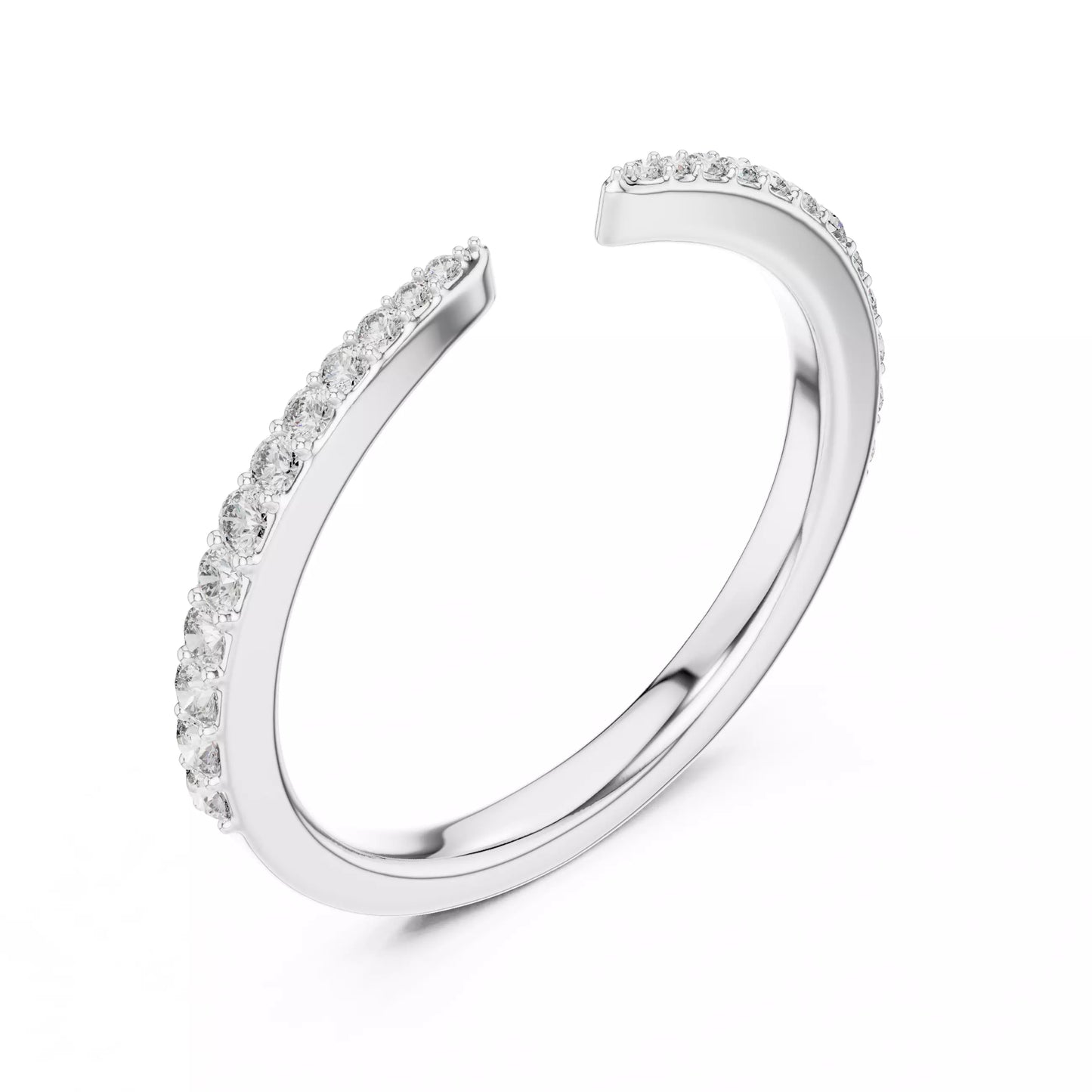Lab-grown diamond ring in bright White Gold with a continuous row of VVS to VS+ D–F diamonds for a modern bridal band. #WHITE GOLD