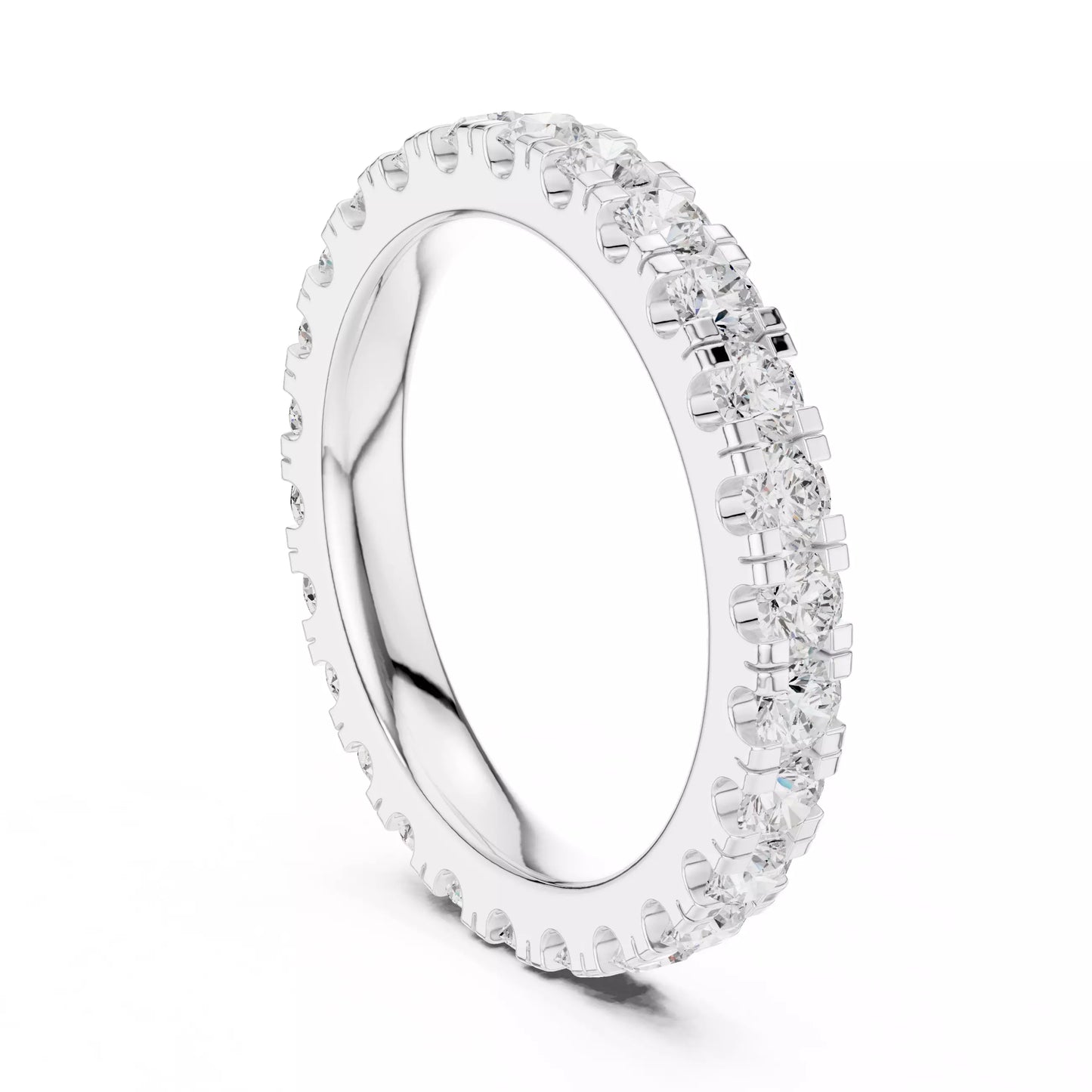 White gold lab-grown diamond eternity ring with VVS–VS+ D–F diamonds in prong setting, modern lab created diamond ring for US buyers #WHITE GOLD