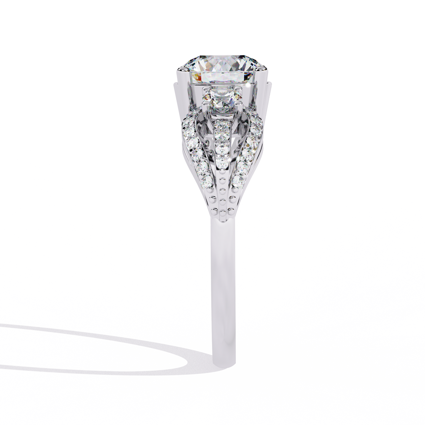 ROUND DIAMOND WHITE GOLD SOLITAIRE RING ##WHITE GOLD