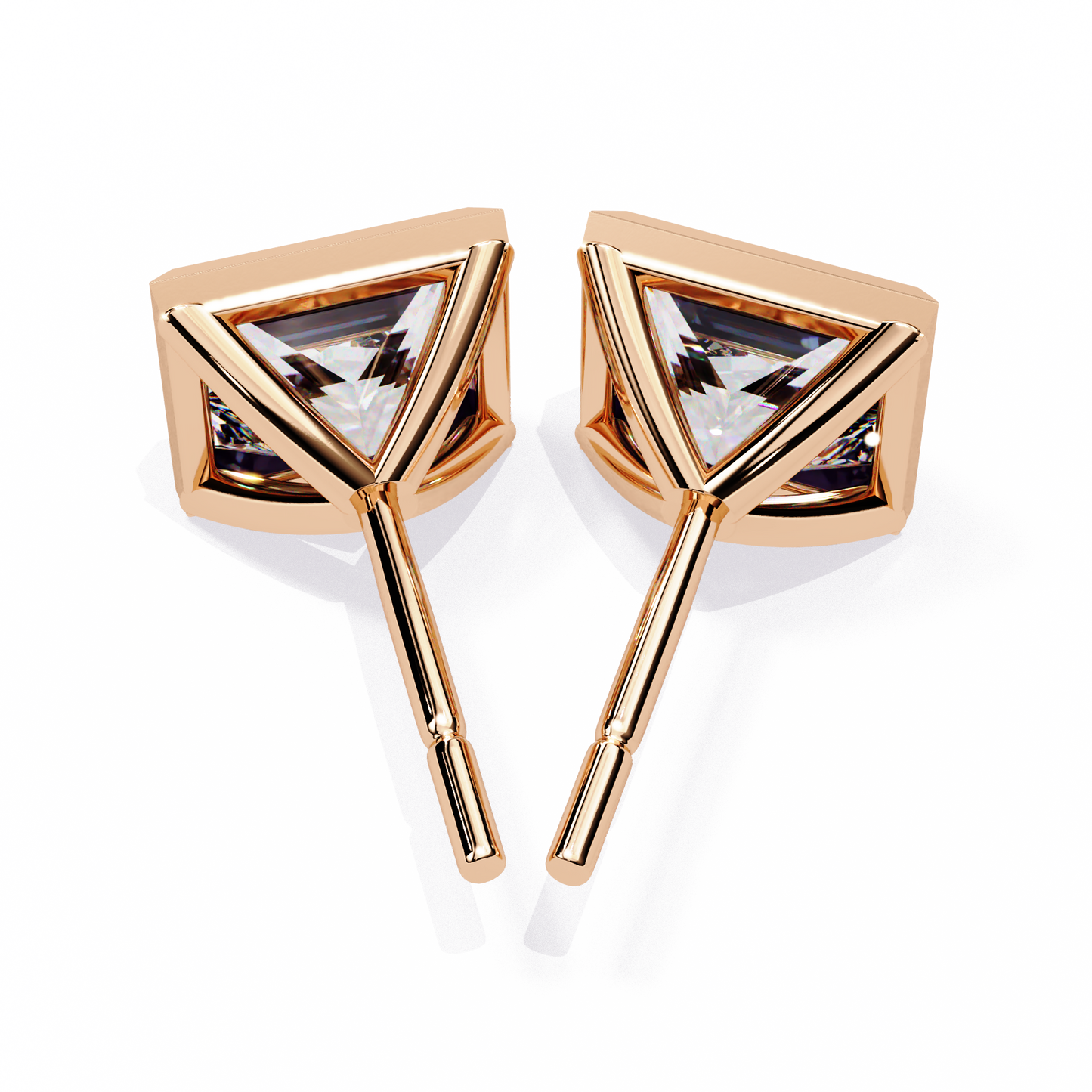 LAB-GROWN DIAMOND EARRING WITH MODERN BEZEL PRINCESS STUD DESIGN IN ROSE GOLD FEATURING VVS TO VS+ D–F DIAMONDS LUXURY JEWELRY #ROSE GOLD