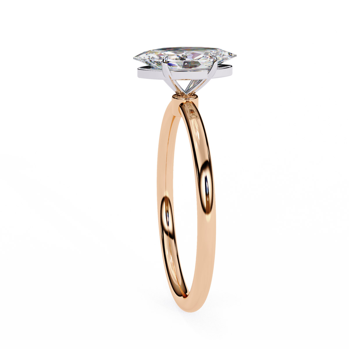 ROSE GOLD MARQUISE -CUT LAB DIAMOND ENGAGEMENT RING WITH ELEVATED SIX-PRONG SETTING ##ROSE GOLD