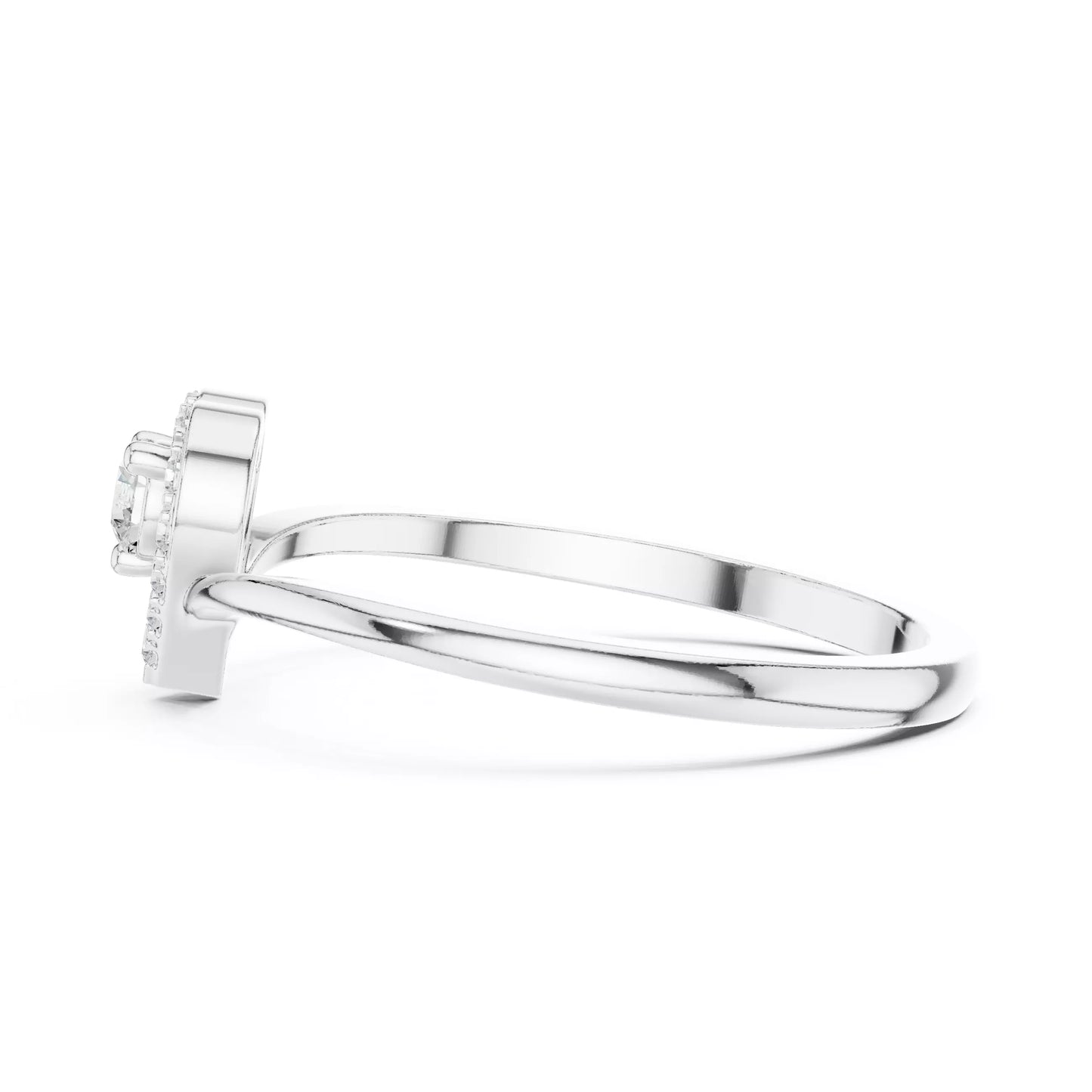 Heart halo ring design, VVS to VS+ clarity, D–F color, White Gold finish #WHITE GOLD