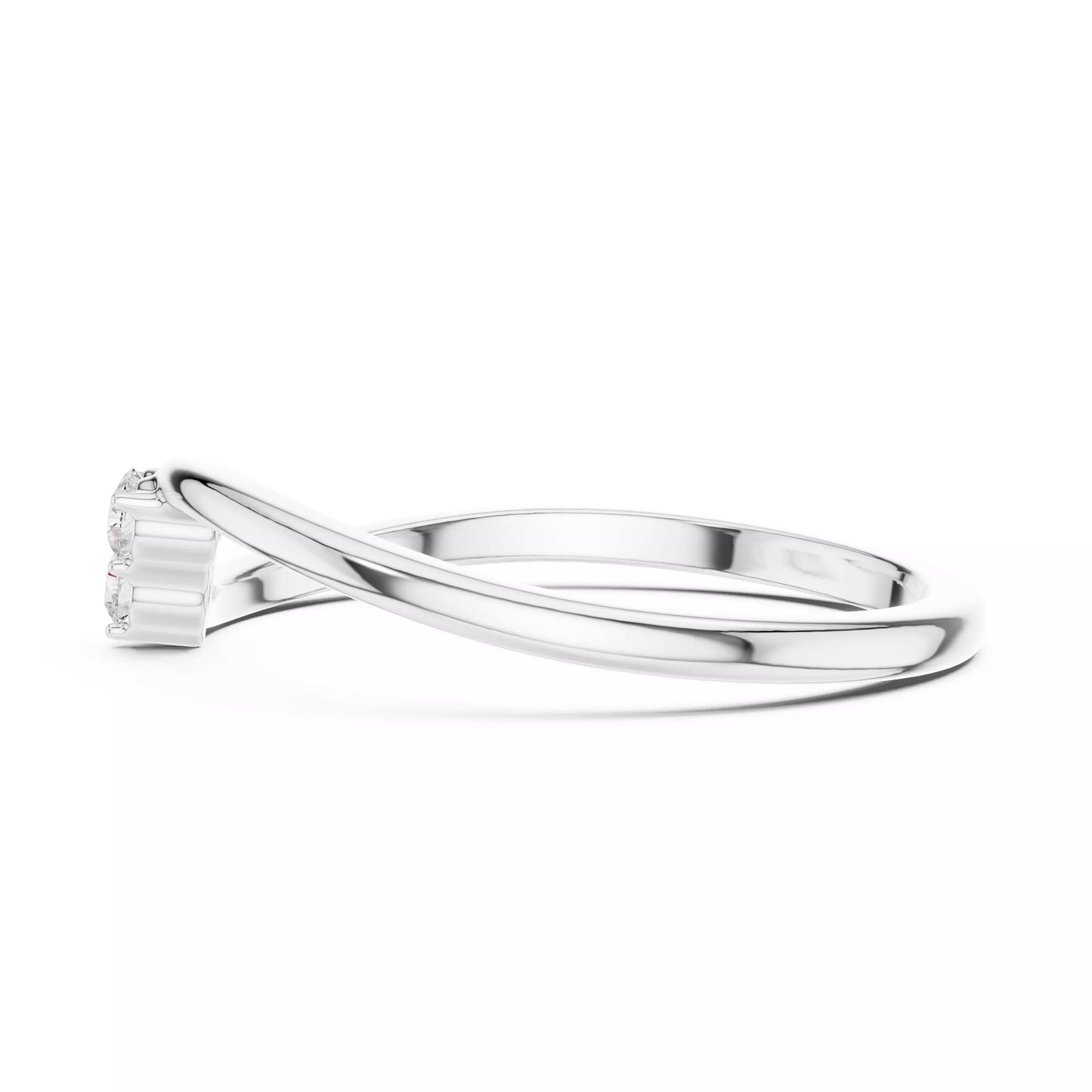 Lab-grown diamond ring with bypass solitaire-inspired design, round diamonds, VVS to VS+ clarity, D–F color, White Gold #WHITE GOLD
