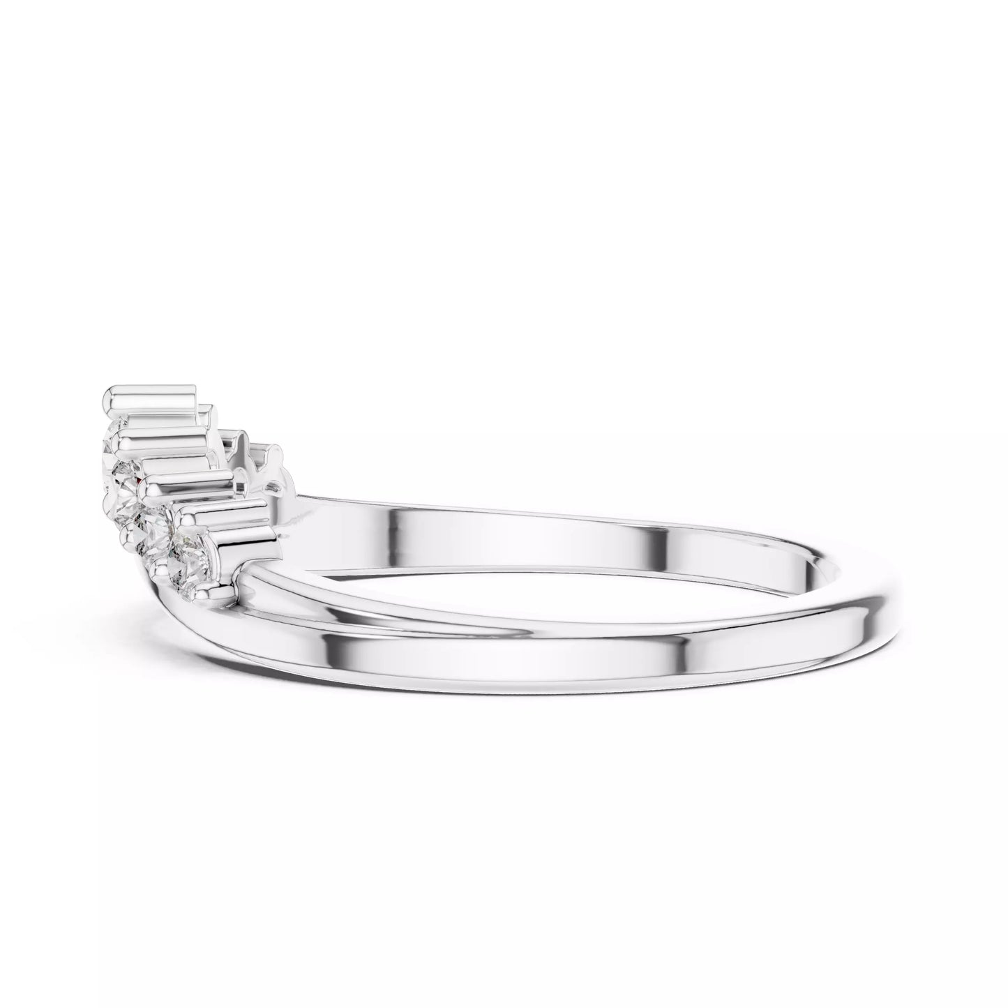 Lab-grown diamond ring with curved band design and round diamonds, VVS to VS+ clarity, D–F color, White Gold #WHITE GOLD