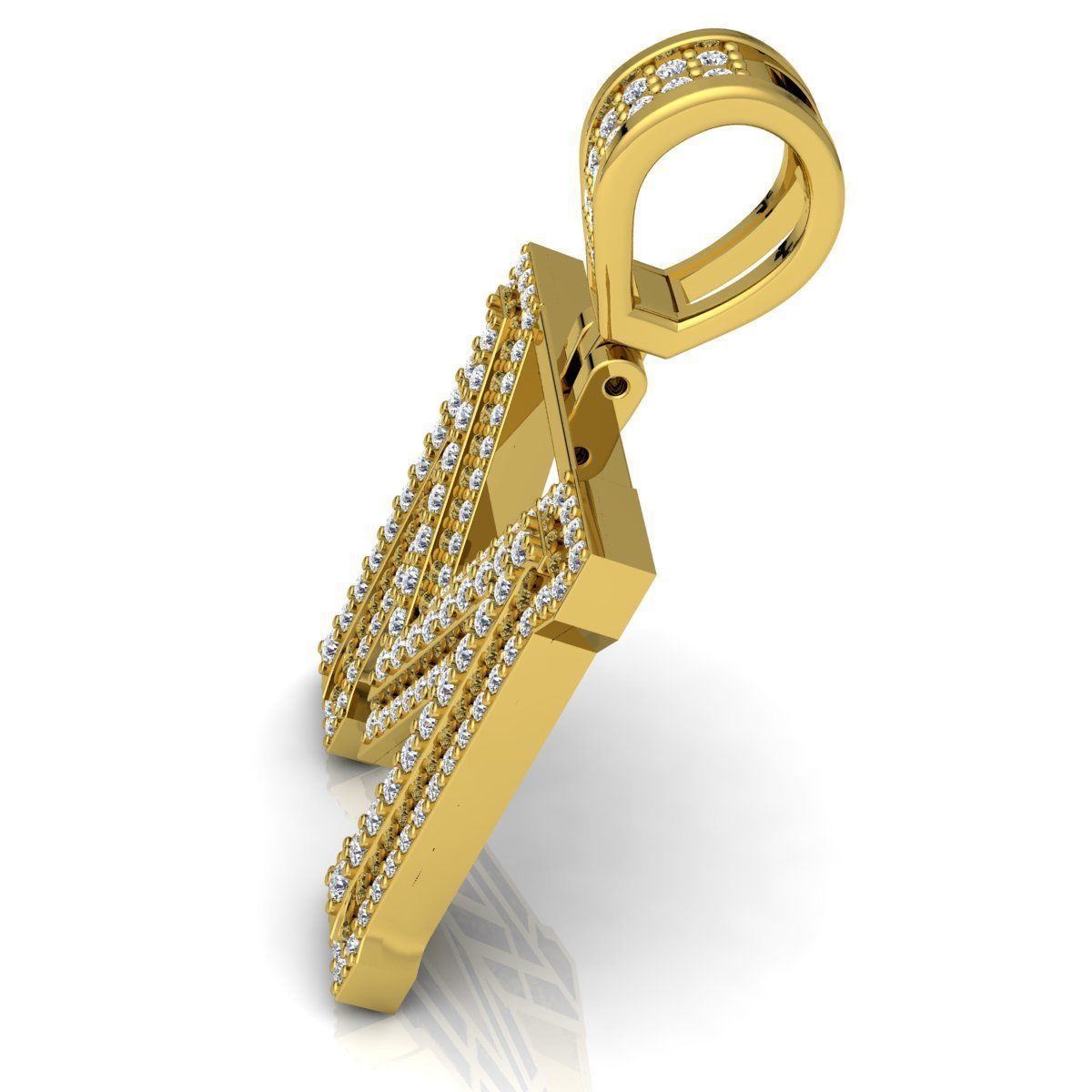 YELLOW GOLD INITIAL M PENDANT WITH LAB-GROWN ROUND DIAMOND ##YELLOW GOLD