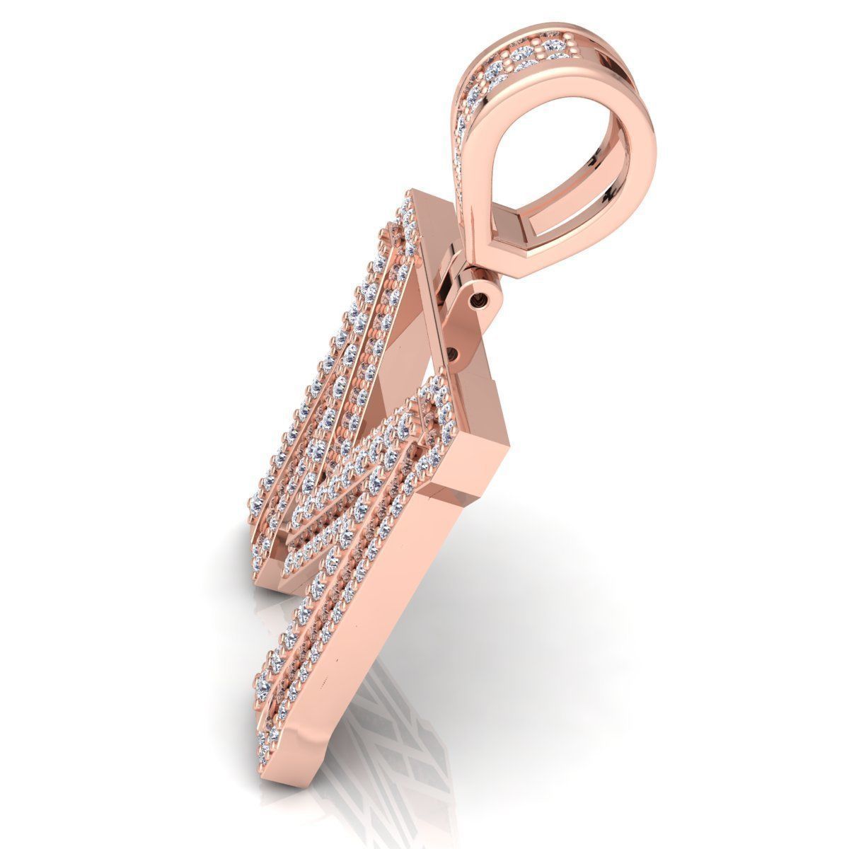 ROSE GOLD INITIAL M PENDANT WITH LAB-GROWN ROUND DIAMOND ##ROSE GOLD