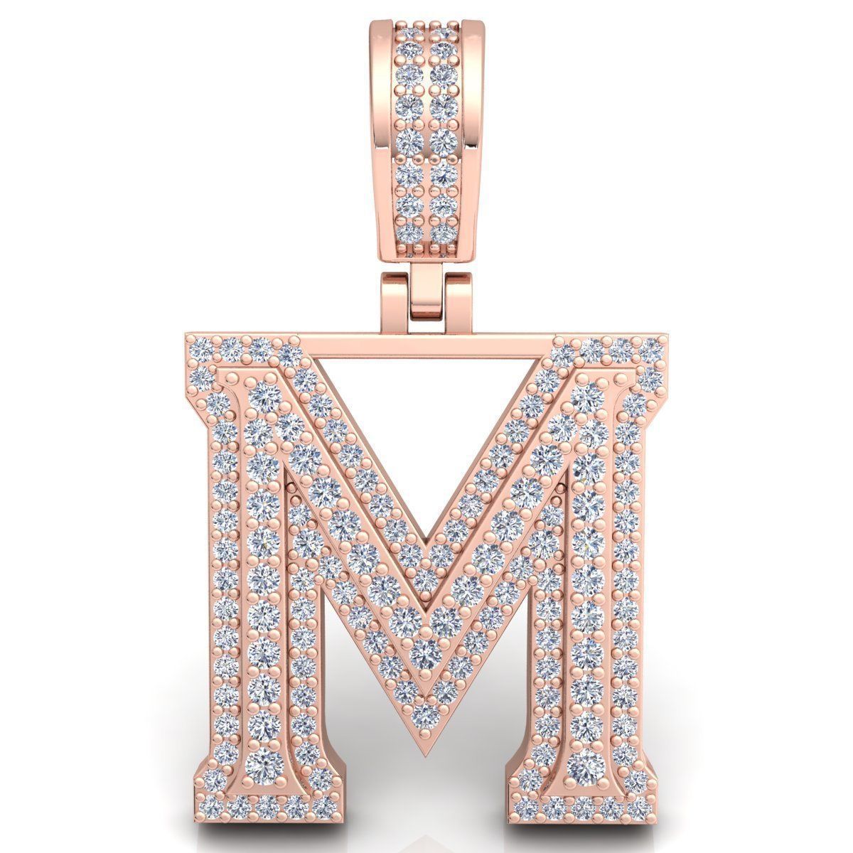 ROSE GOLD INITIAL M PENDANT WITH LAB-GROWN ROUND DIAMOND ##ROSE GOLD