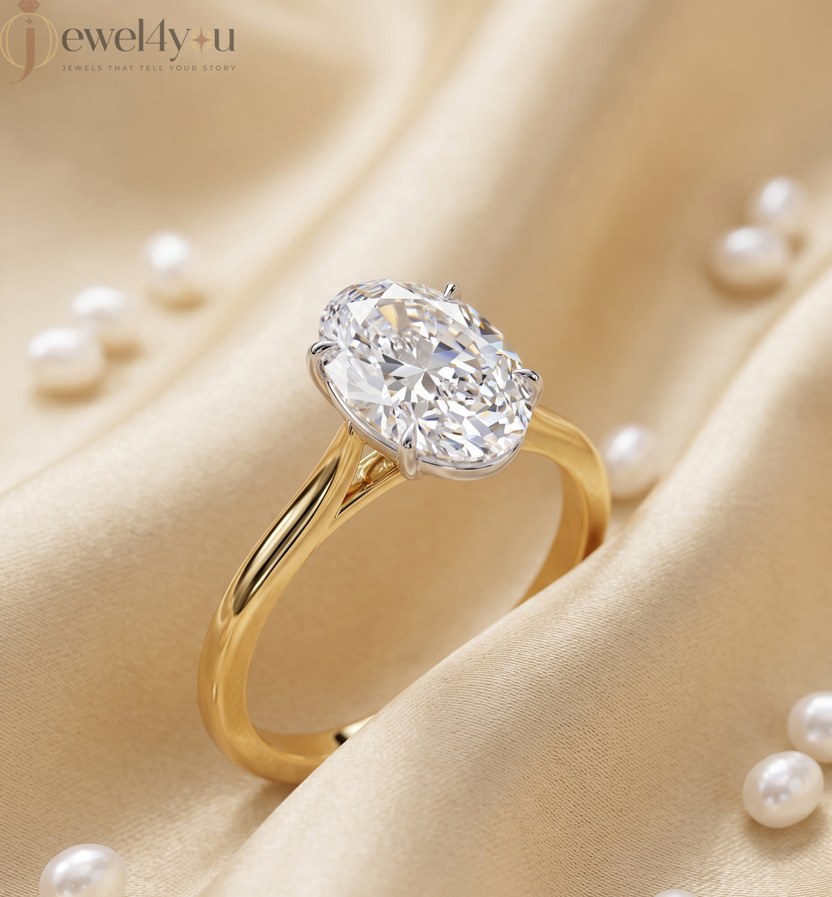 YELLOW GOLD OVAL-CUT LAB-GROWN DIAMOND RING 
