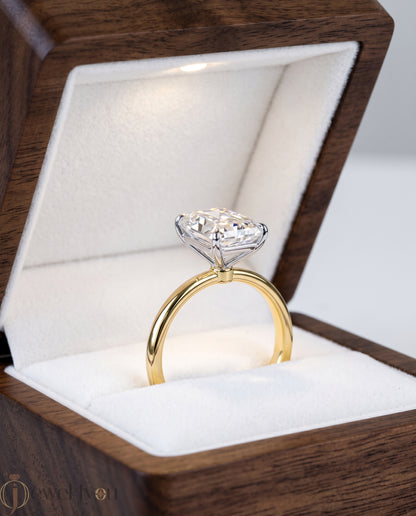 YELLOW GOLD RADIANT-CUT LAB DIAMOND ENGAGEMENT RING WITH ELEVATED FOUR-PRONG SETTING 