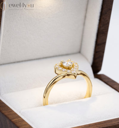 Heart halo design, VVS to VS+ clarity, D–F color, Yellow Gold finish #YELLOW GOLD